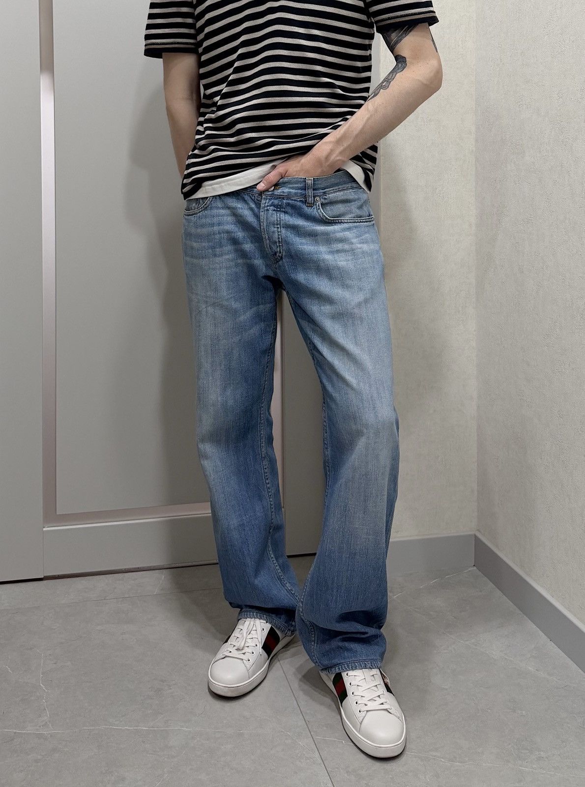 Prada PRADA SS 2008 Flared Distressed Blue Denim Jeans Nettspend Size US 34 / EU 50 - 1 Thumbnail
