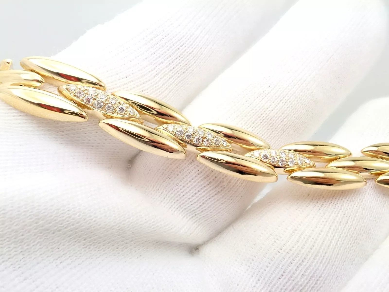 Cartier Cartier 18k Diamond Three Row Gentiane Rice Link Necklace Size ONE SIZE - 5 Thumbnail