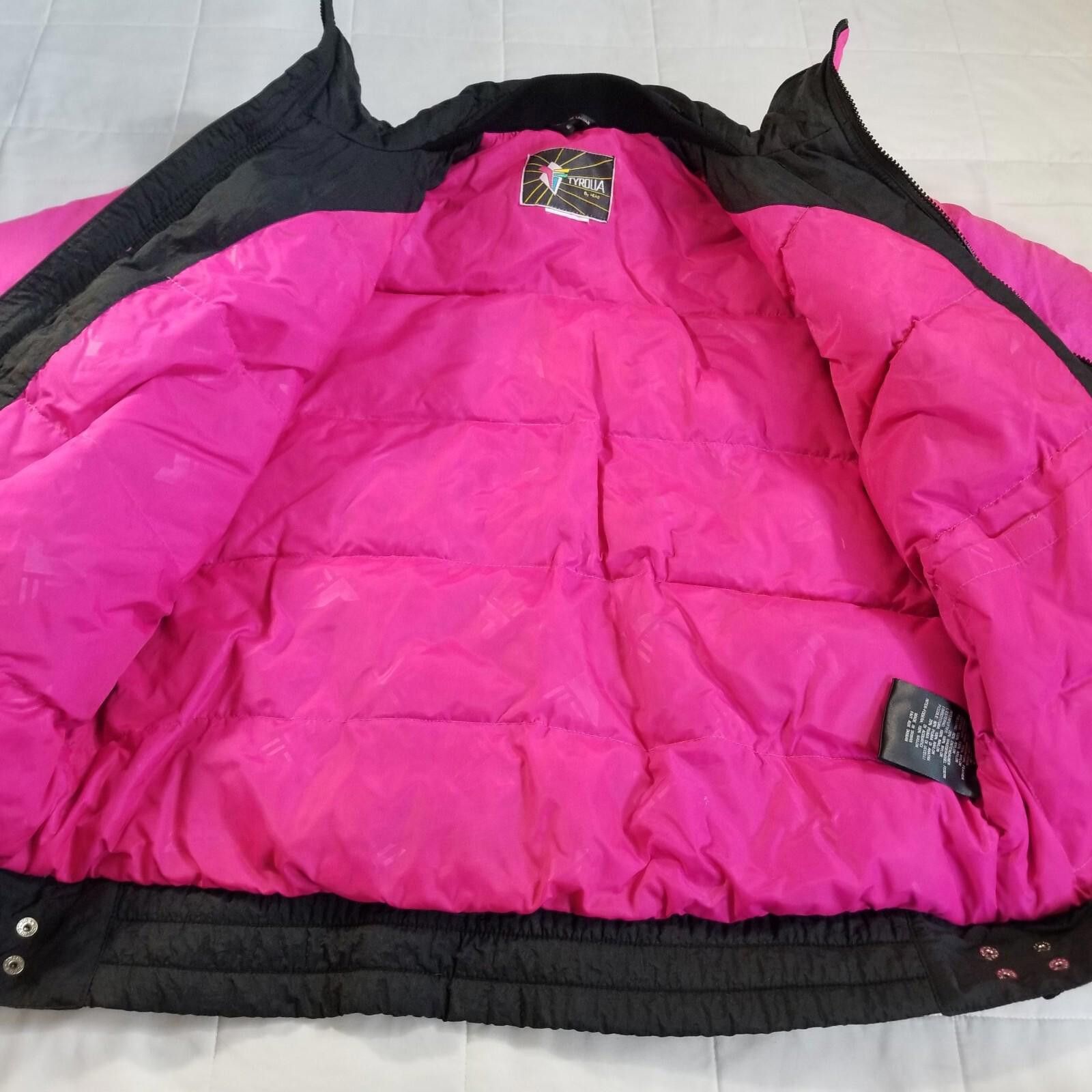 Designer VTG Tyrolia Medium Pink & Black Retro Puffer Jacket 80's Size M / US 6-8 / IT 42-44 - 11 Thumbnail