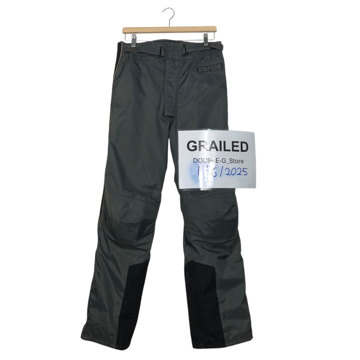 Japanese Brand Vintage Simpson Grey Nylon Moto Riding Pants Big Logo Size US 30 / EU 46 - 1 Thumbnail
