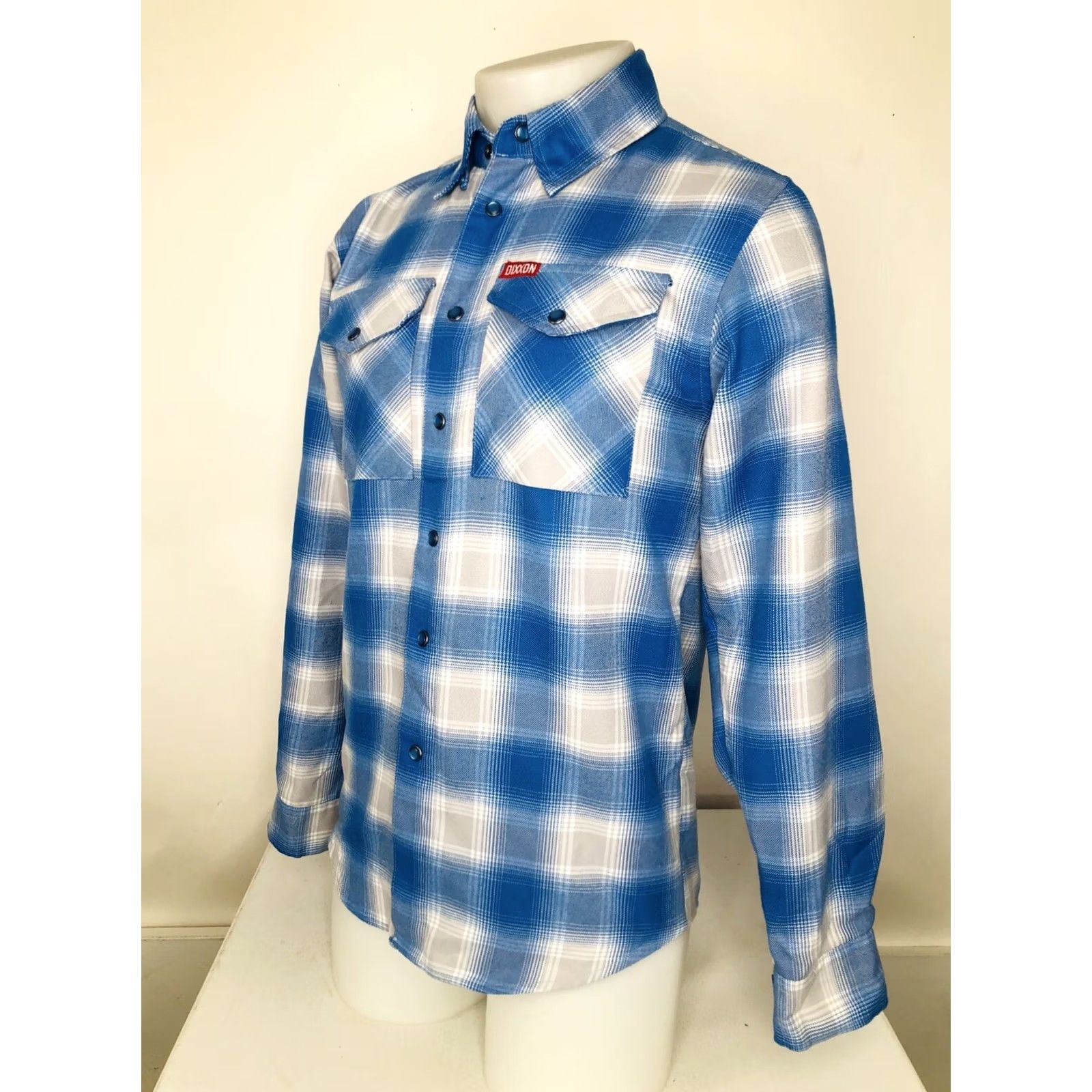 Vintage DIXXON FLANNEL COMPANY - THE PIERSIDE Mens XS Plaid BLUE SNAP Shirt Shirt Mens XS Plaid BLUE Snap Button-Up Flannel - 90s Theme? Size US XS / EU 42 / 0 - 2 Thumbnail