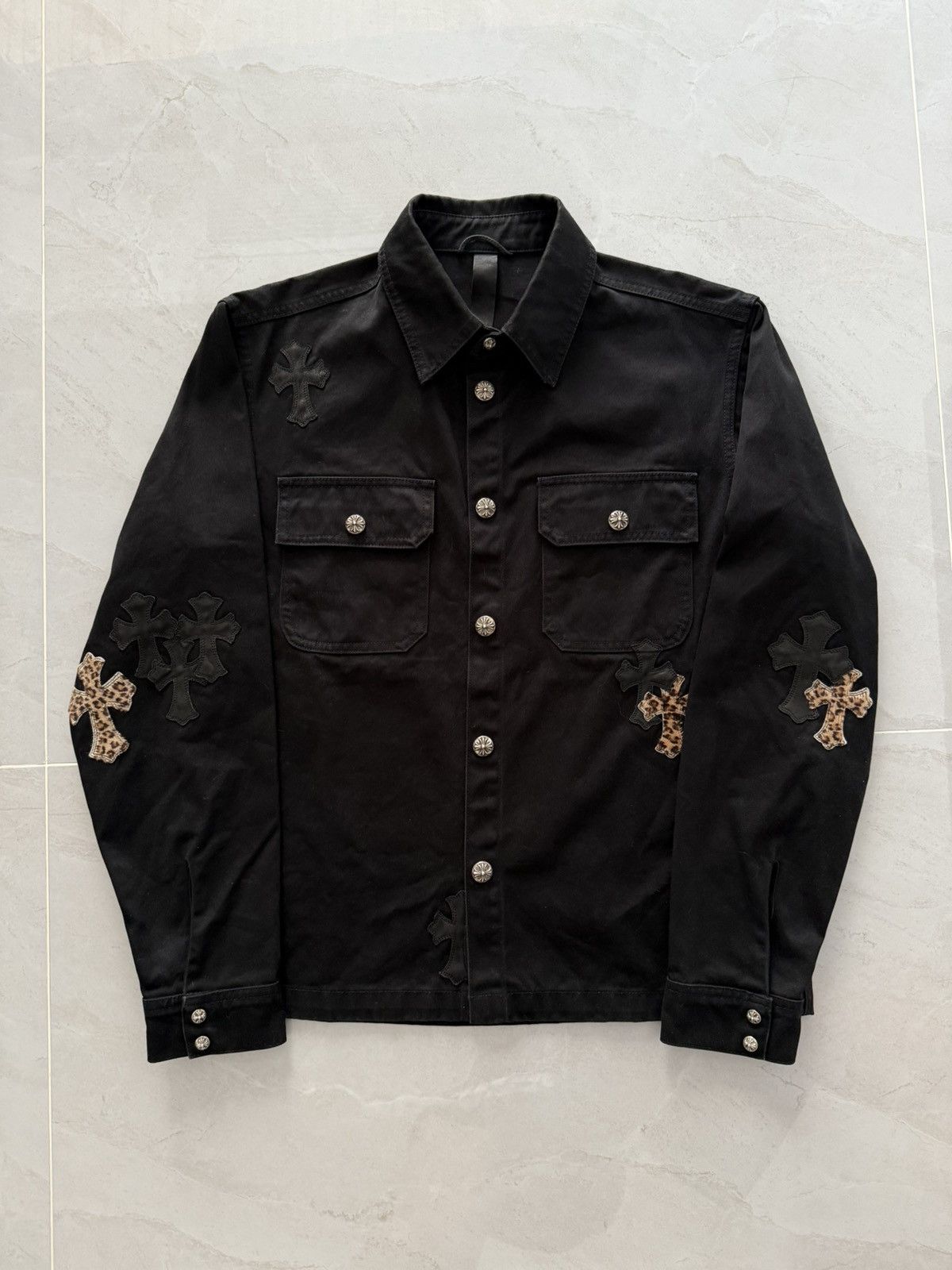 Pre-owned Chrome Hearts Black Cheetah Patched Workdog Jacket Sz.m