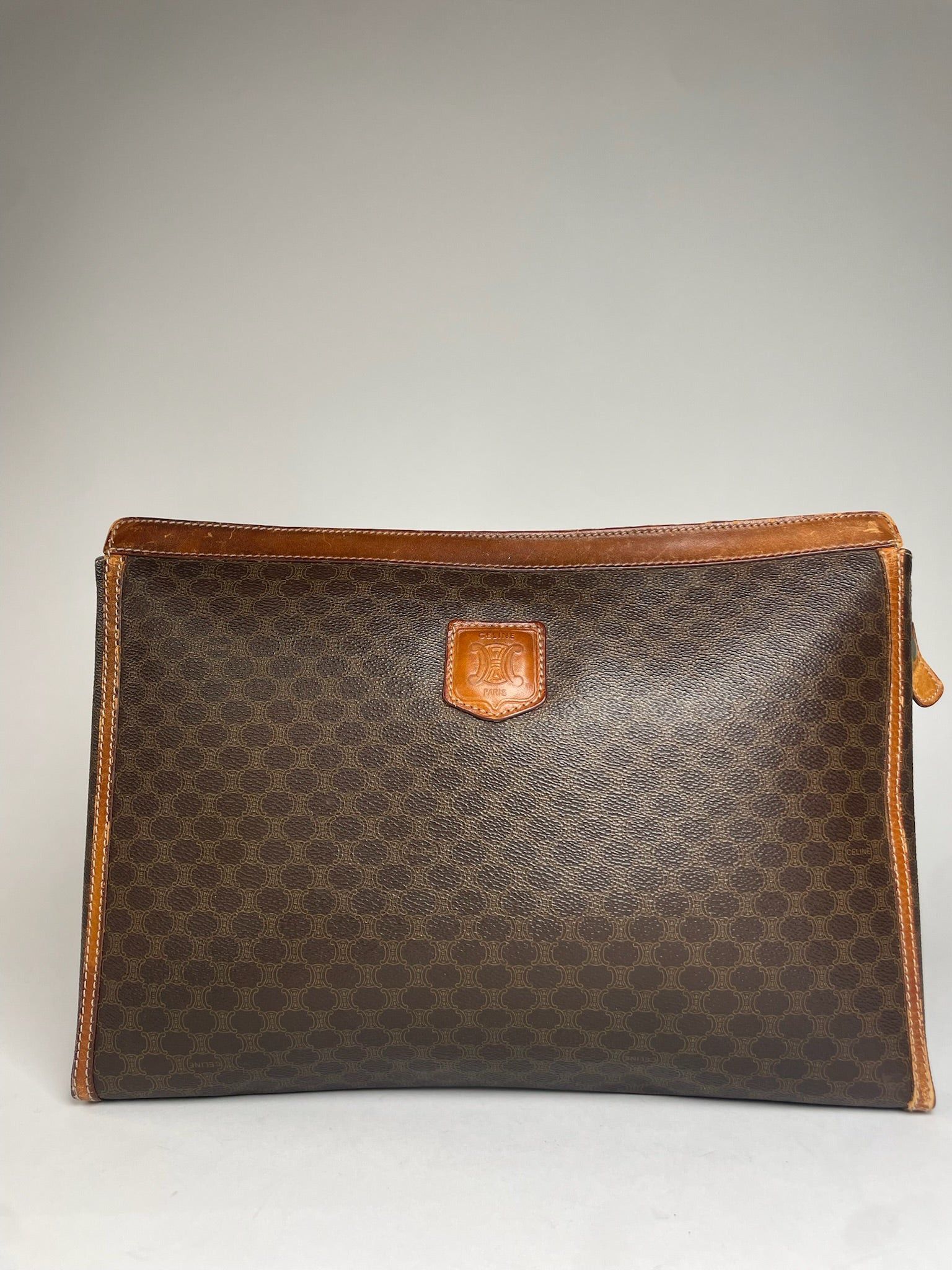 Celine Vintage Paris Monogram Leather Clutch Brown Size ONE SIZE - 1 Thumbnail
