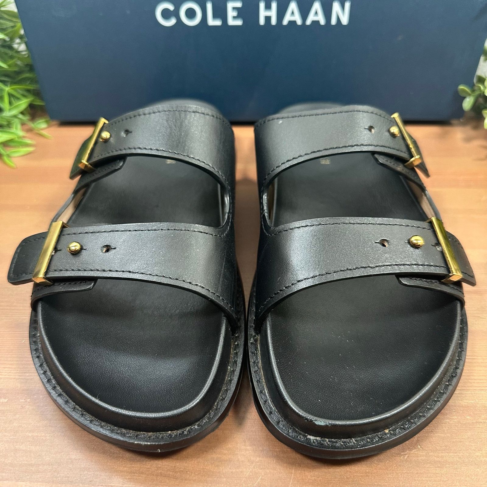 Cole Haan Cole Haan Marisol Footbed Sandals Black Leather Size 8 Size US 8 / IT 38 - 3 Thumbnail