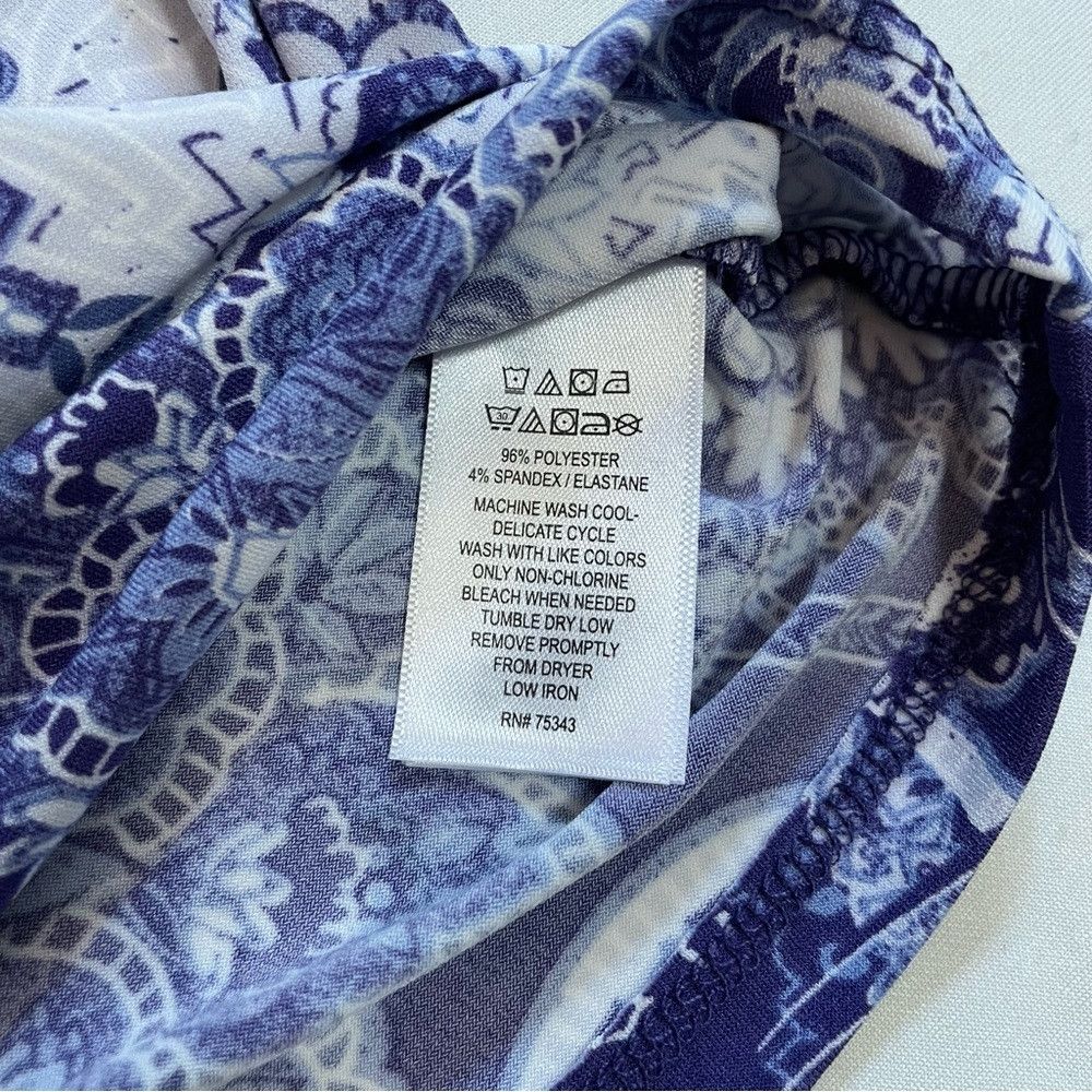 Elie Tahari NWT New Tahari Blue Paisley Short Sleeve Top Size 1X Size XL / US 12-14 / IT 48-50 - 7 Thumbnail
