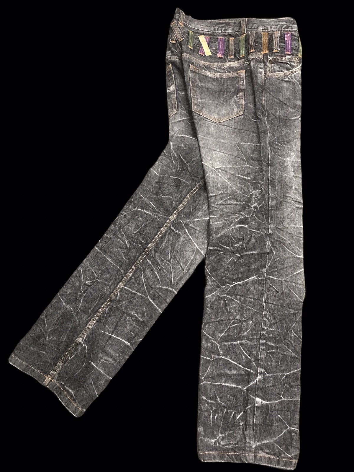 Japanese Brand 💥DOUBLE WAIST💥NYLAUS INSANE FADES DISTRESSED DENIM F427 Size US 32 / EU 48 - 3 Thumbnail