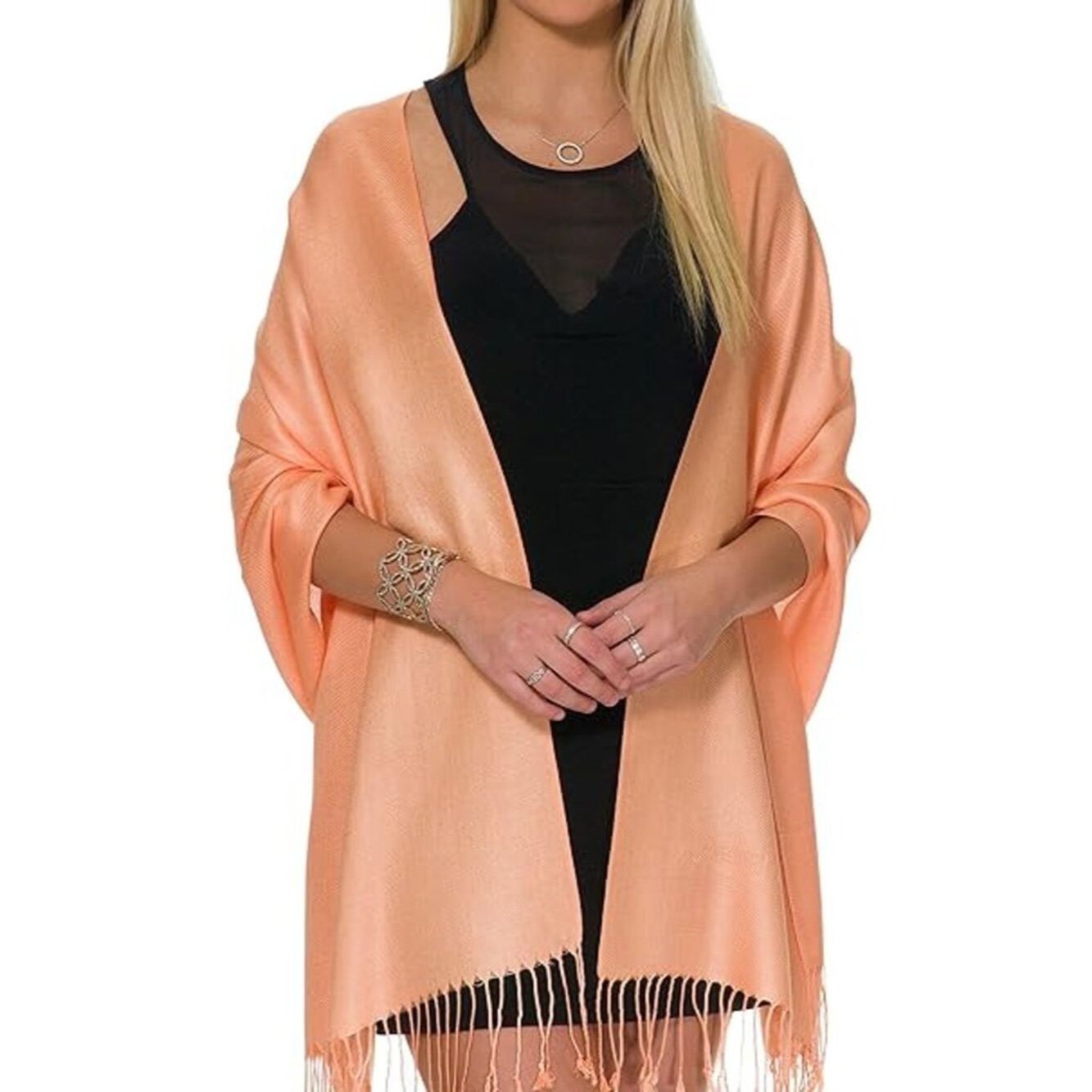 Other NWT New Pashmina Large Soft Shawl Viscose Scarf In Peach Size ONE SIZE - 1 Thumbnail