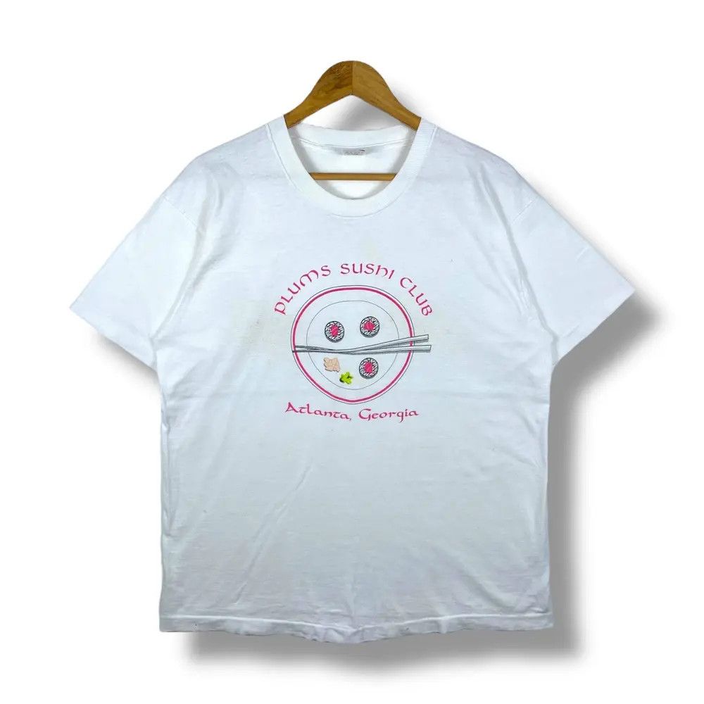 Vintage Vintage 90's PLUMS SUSHI CLUB Artwork Some Like Is Raw Tee Size US XL / EU 56 / 4 - 1 Thumbnail