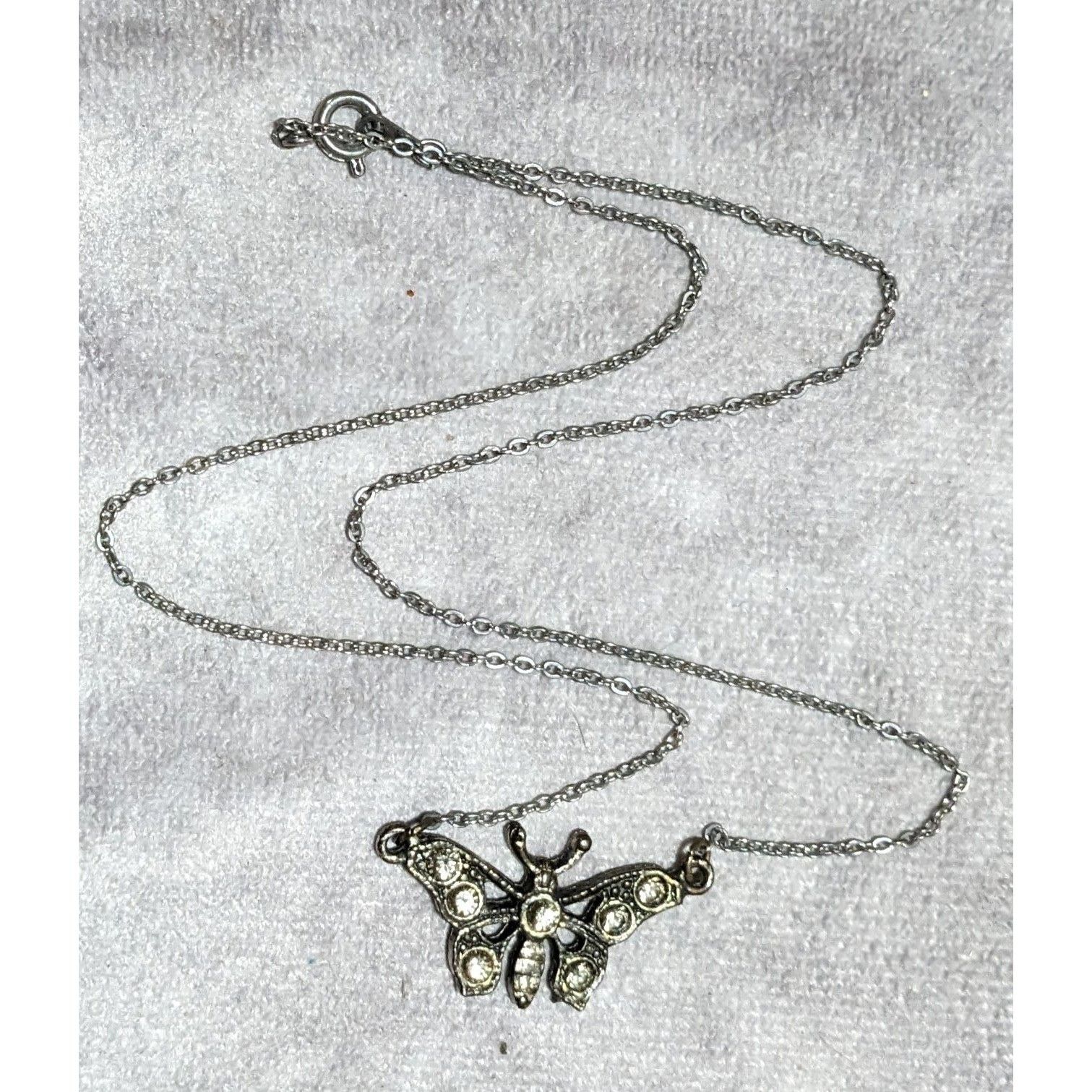 Other Vintage 90s Butterfly Rhinestone Necklace Size ONE SIZE - 8 Thumbnail