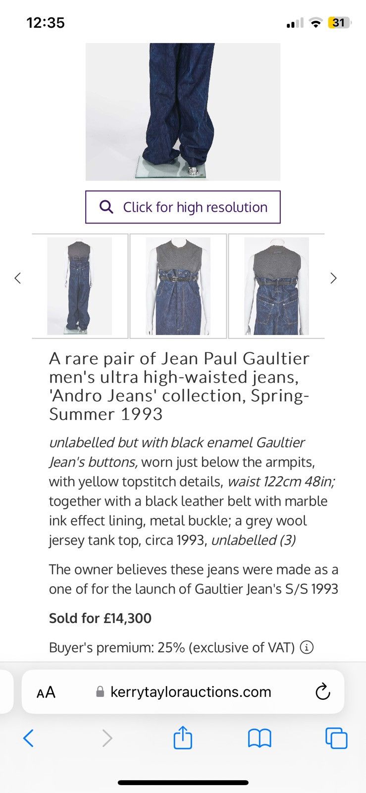 Jean Paul Gaultier S/S 1993 Rare Junior Gaultier- Tri-Closure Andro Jeans Size US 30 / EU 46 - 25 Thumbnail