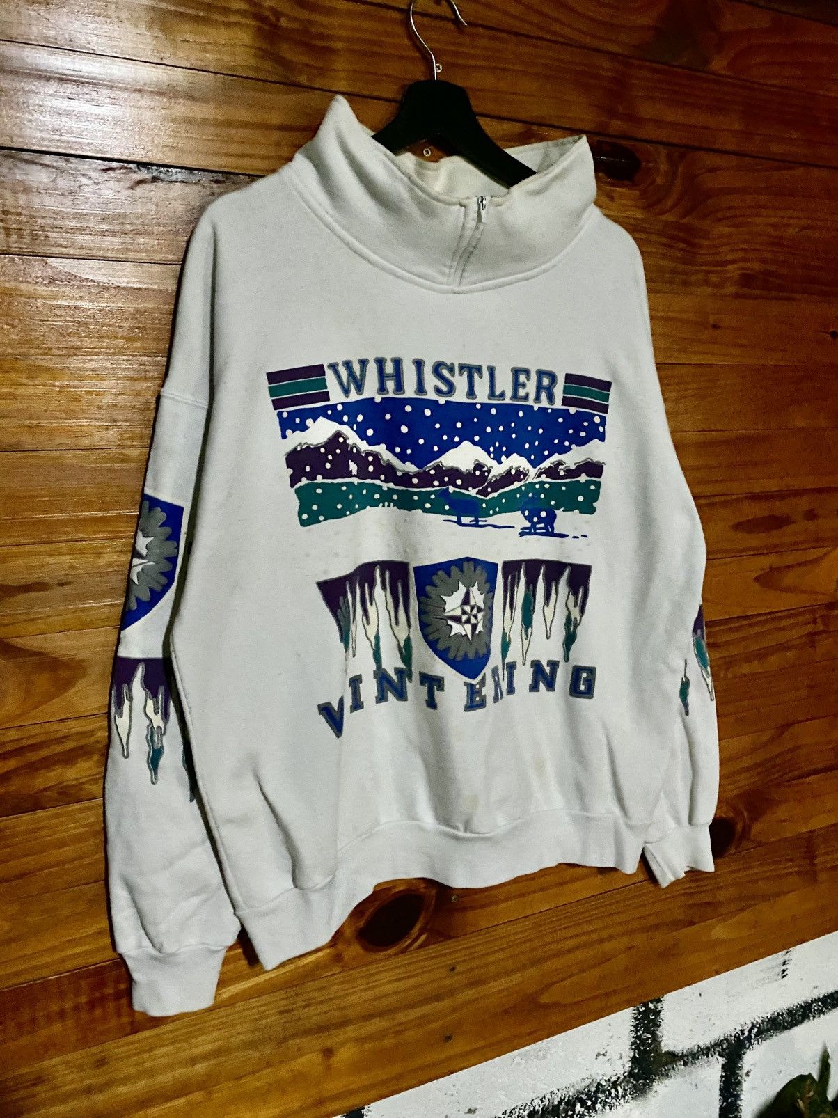 Vintage 90s Whistler Winter West Coast Canada Ski Graphic Pullover Size US S / EU 44-46 / 1 - 6 Thumbnail