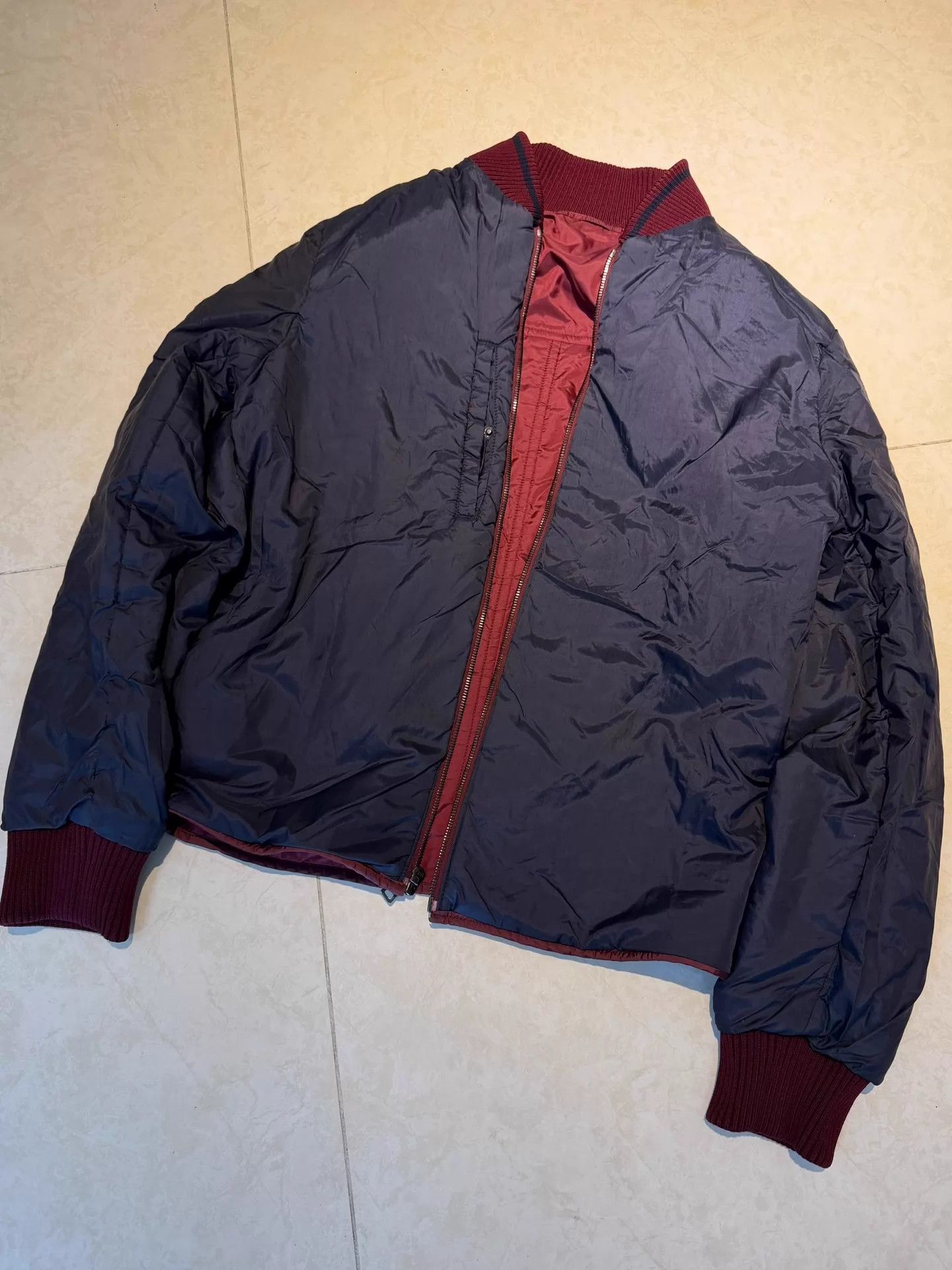 Prada Prada Sport 2way Knit Collar Nylon Jacket Red/Navy Unisex 46 Size US S / EU 44-46 / 1 - 2 Thumbnail