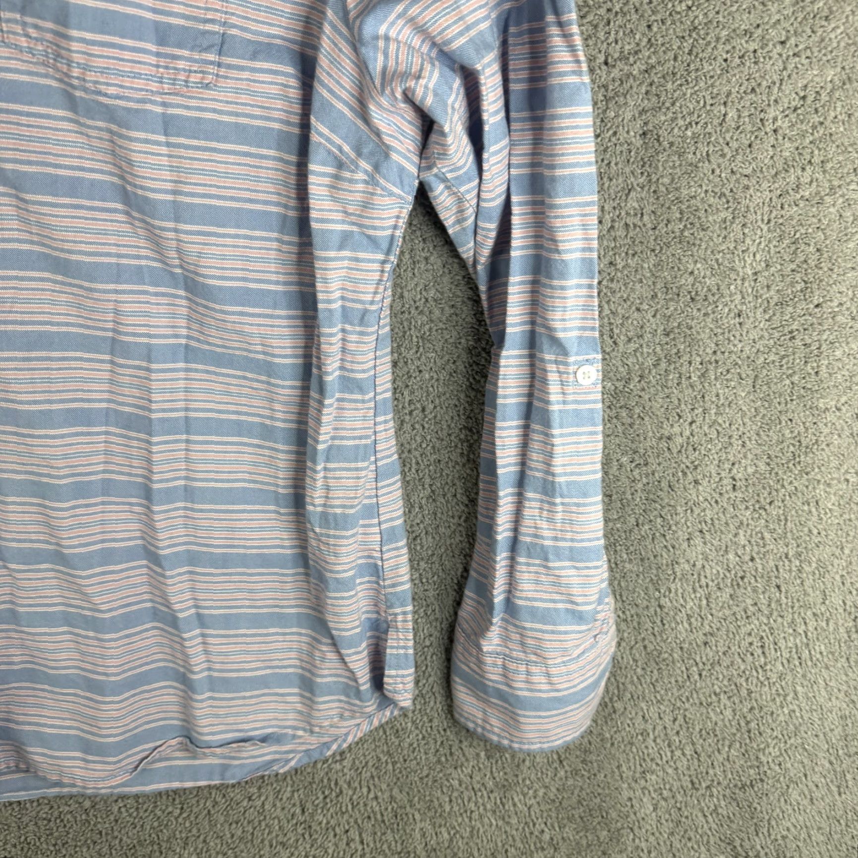 Vintage L.L.Bean Shirt Womens Medium Petite Blue Striped Popover Roll Tab Sleeve Shirt Size M / US 6-8 / IT 42-44 - 3 Thumbnail
