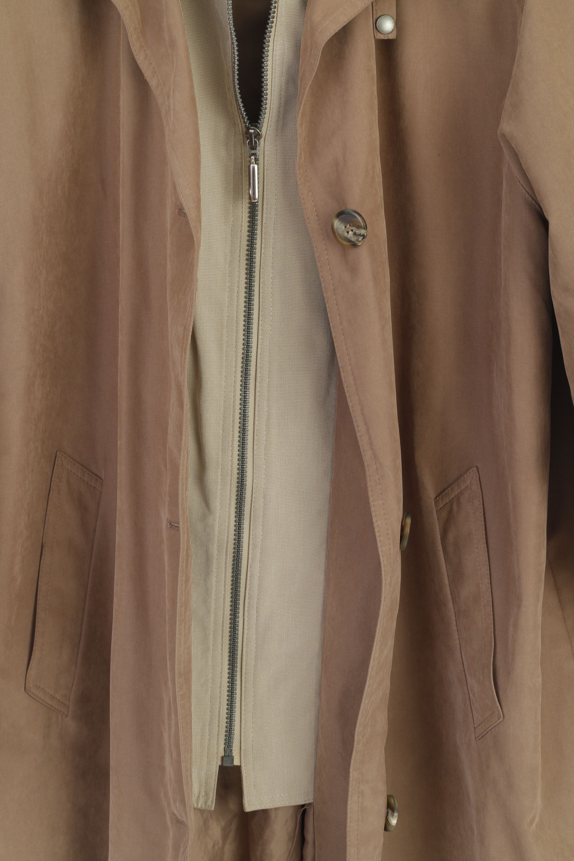 Vintage Finn-Flare Collection Women 40 L Coat Taupe Zip Up 7156 Size L / US 10 / IT 46 - 7 Thumbnail