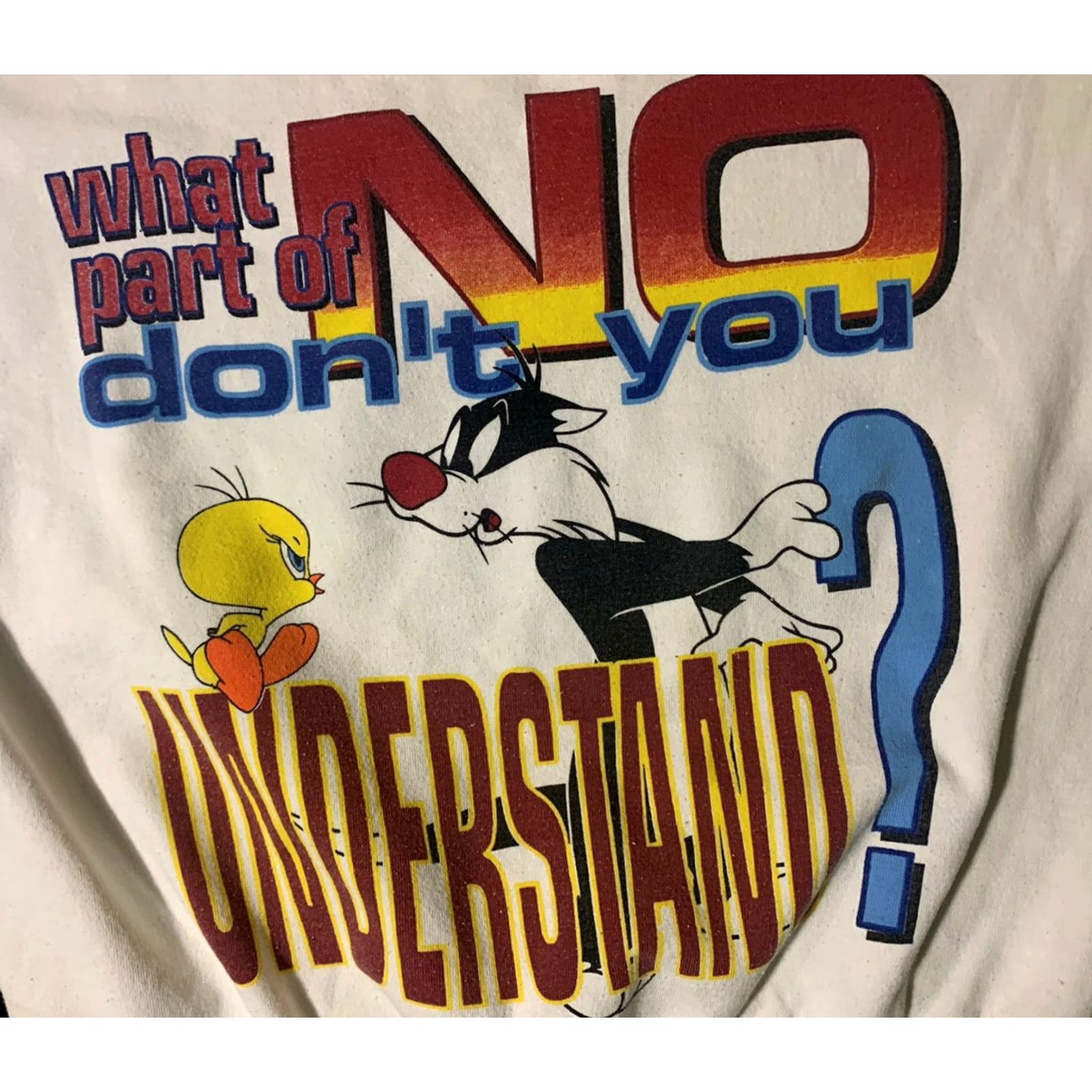 Vintage VINTAGE Looney Tunes Crewneck Sweatshirt Adult XL White Long Sleeve 90s Size US XL / EU 56 / 4 - 2 Thumbnail