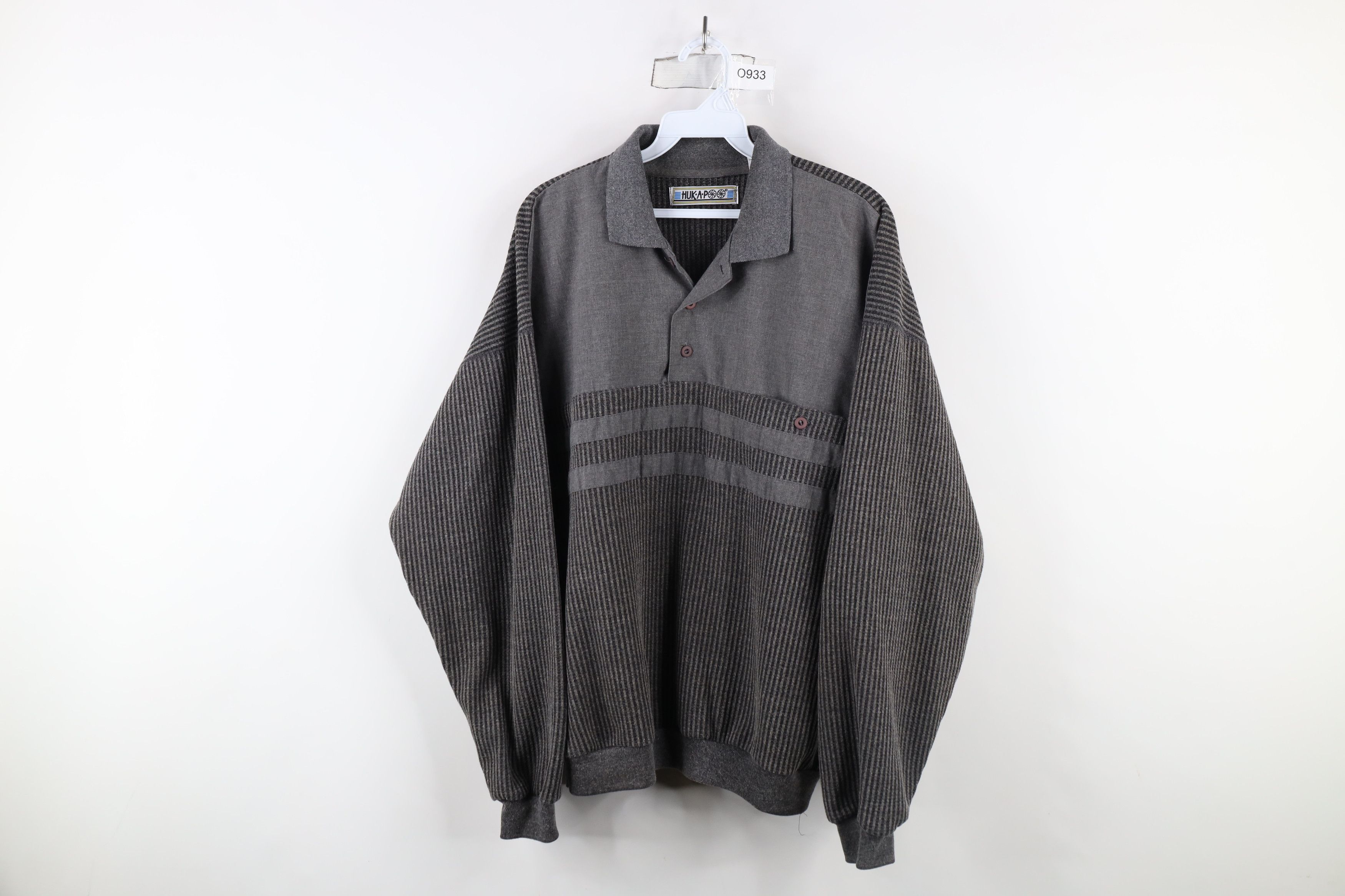 Vintage Vintage 90s Streetwear Ribbed Knit Pullover Long Sleeve Polo Size US L / EU 52-54 / 3 - 1 Thumbnail