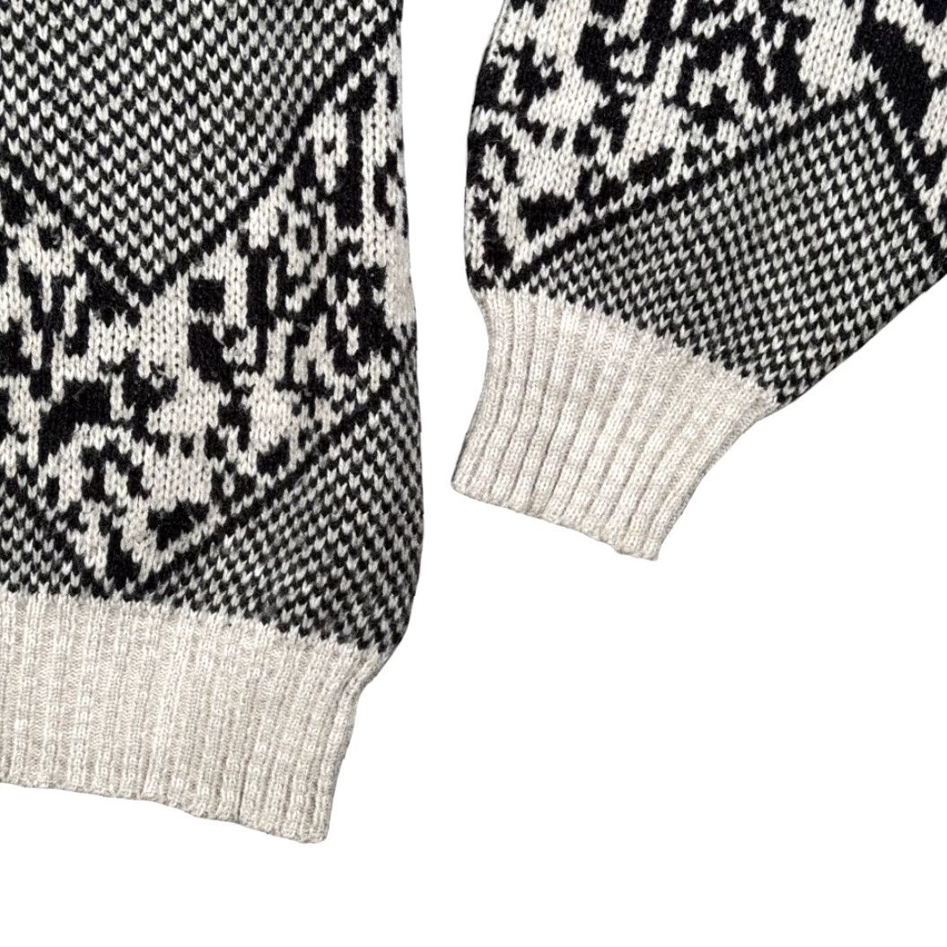Vintage VINTAGE Giani Leone Sweater Geometric 2XL Adult White Black Acrylic Crew Neck Pullover Men 80s Size US XXL / EU 58 / 5 - 6 Thumbnail