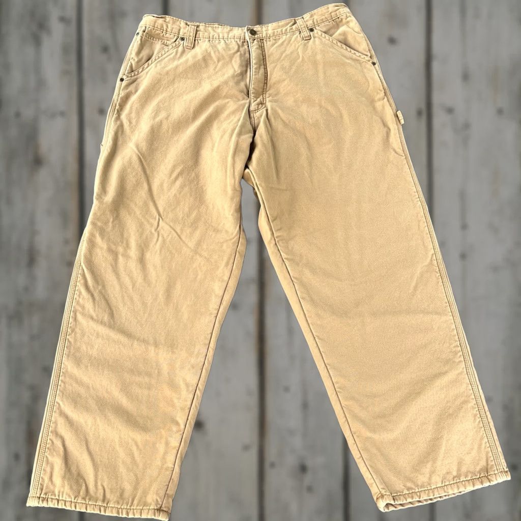 Wrangler VINTAGE Wrangler Men's 38x30 Carpenter Pants Fleece Lined Brown Relaxed 94GRWAO Size US 38 / EU 54 - 1 Thumbnail