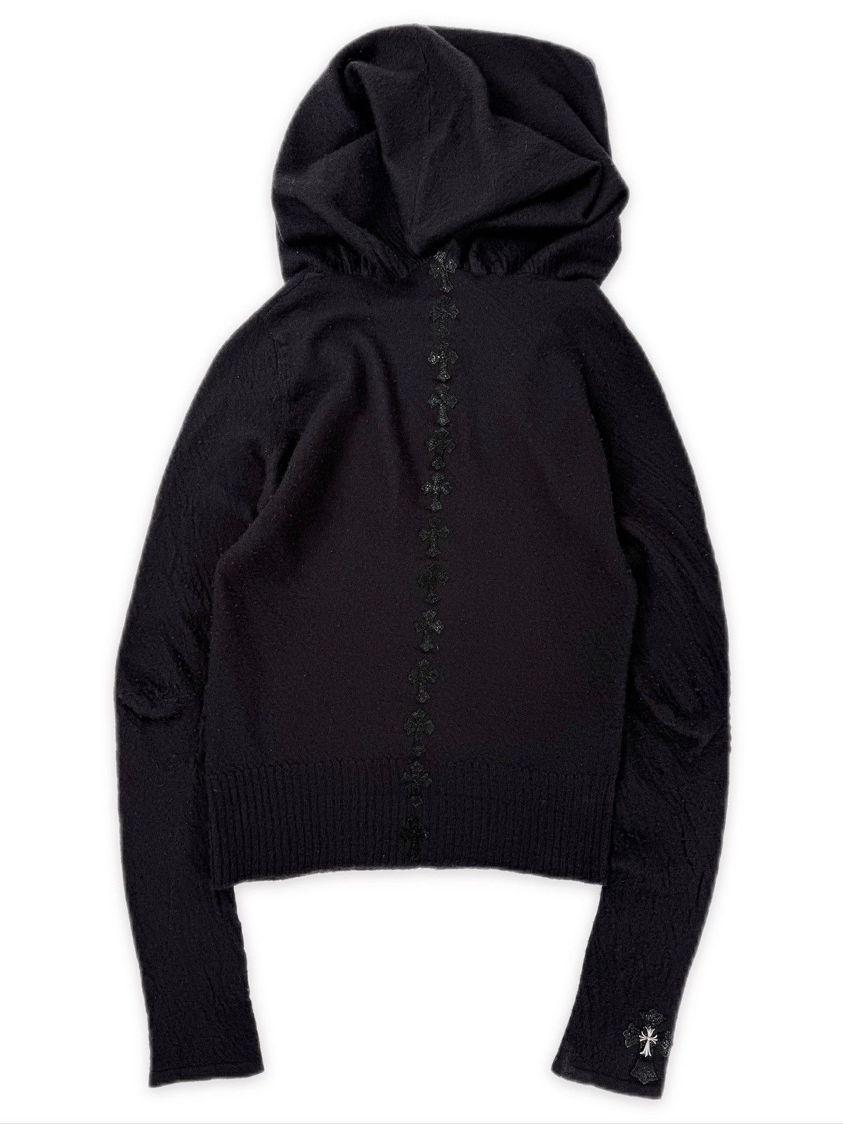 Chrome Hearts × Rick Owens 2010 Rick Owens x Chrome Hearts Spine Cross Patch Silver Cashmere Cloak Hoodie Size US M / EU 48-50 / 2 - 1 Thumbnail