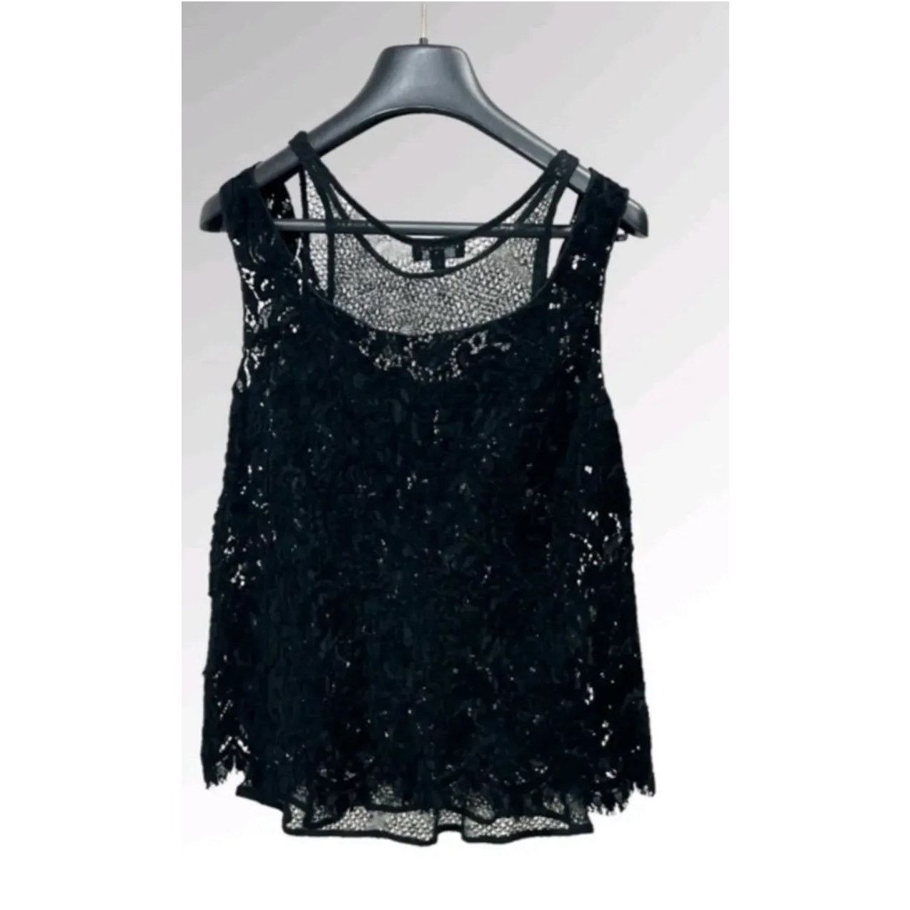 Chanel CHANEL COCO Button Rayon Cashmere Lace Knit Tank Top Sz.38 Size S / US 4 / IT 40 - 1 Thumbnail