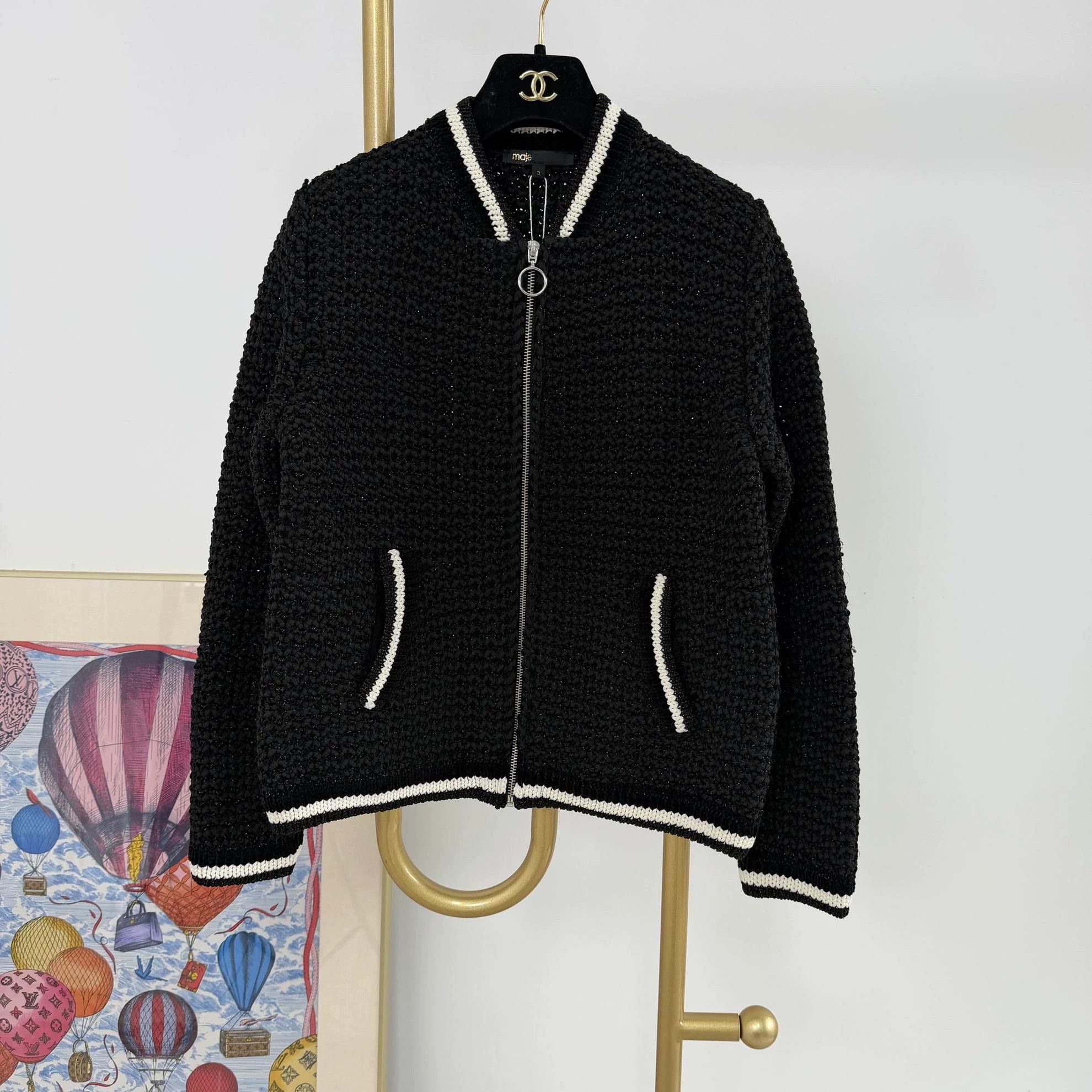 Maje Maje Women's Black Knit Jacket 3 Size L / US 10 / IT 46 - 1 Thumbnail