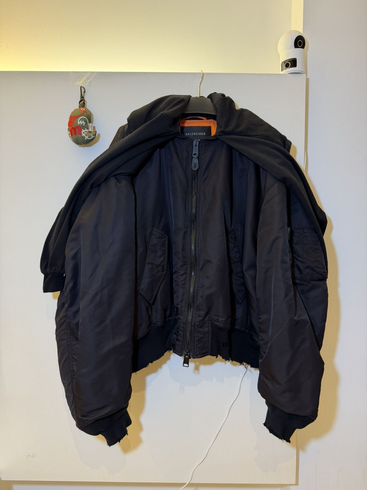 Balenciaga Runway Scarf Bomber Jacket Black Size S