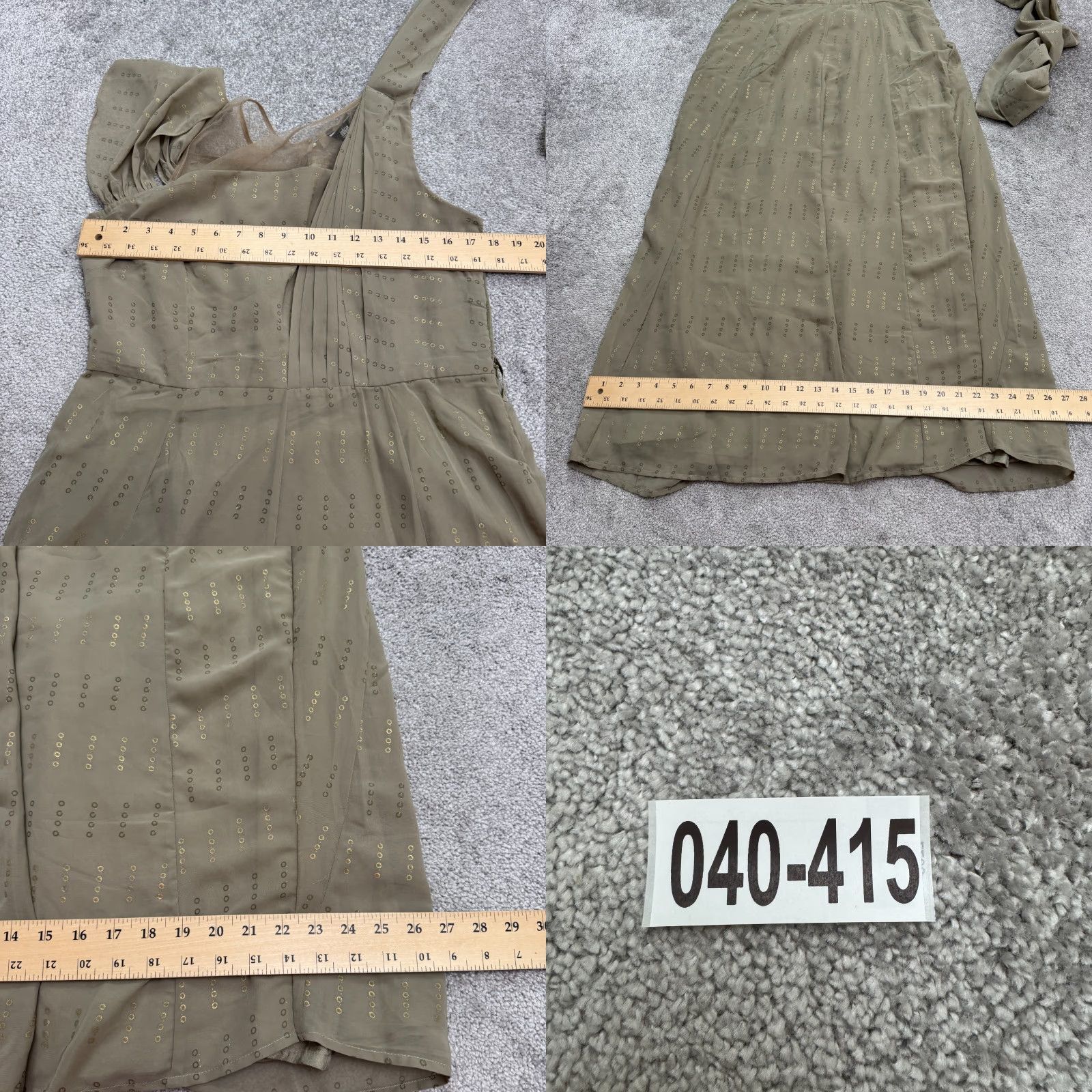 Vintage Indya Gold One Shoulder Maxi Dress Womens L Polka Dot Pleated Lined Formal Dress Modern Classic Size L / US 10 / IT 46 - 9 Thumbnail
