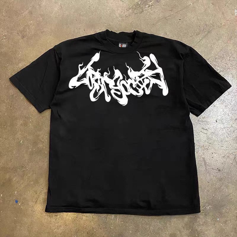 Japanese Brand Street Printed Short Sleeve T Shirt Black Loose Size US M / EU 48-50 / 2 - 1 Thumbnail
