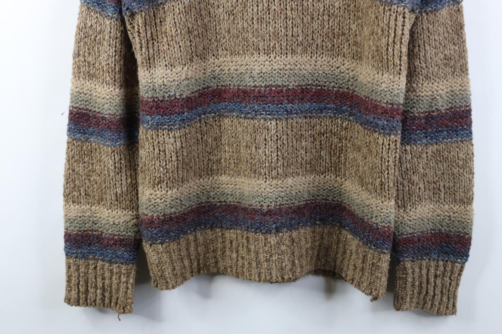 Vintage Vintage 90s Streetwear Tone Striped Hand Loomed Knit Sweater Size L / US 10 / IT 46 - 3 Thumbnail
