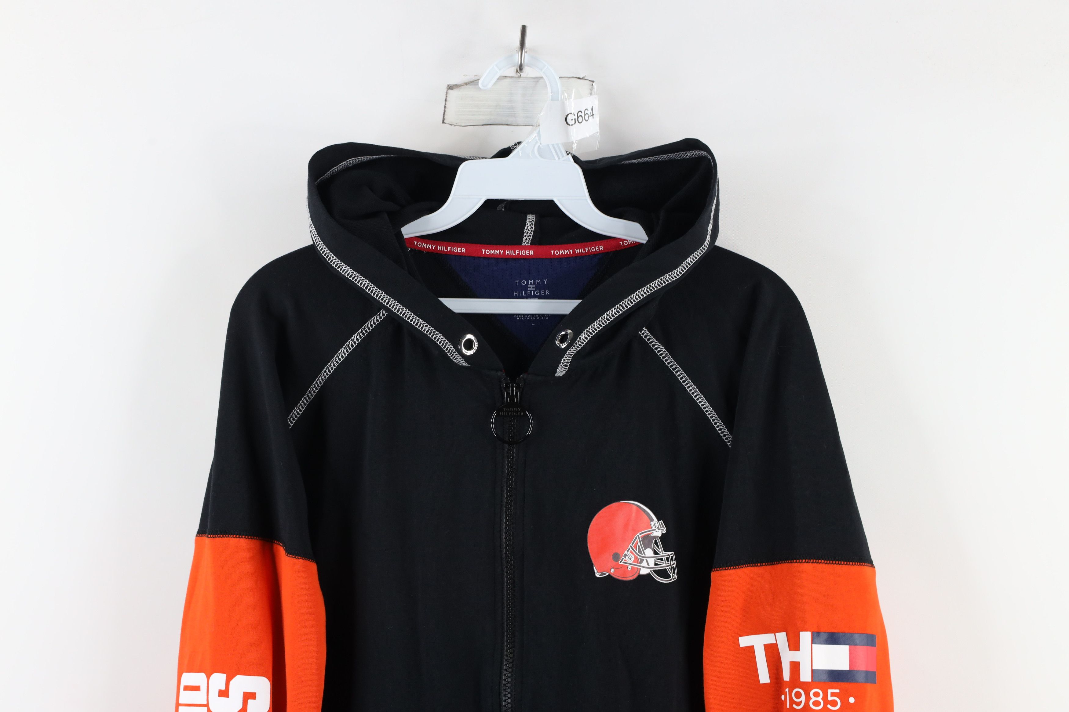 Tommy Hilfiger × Vintage Tommy Hilfiger x NFL Cleveland Browns Football Zip Hoodie Size L / US 10 / IT 46 - 2 Thumbnail