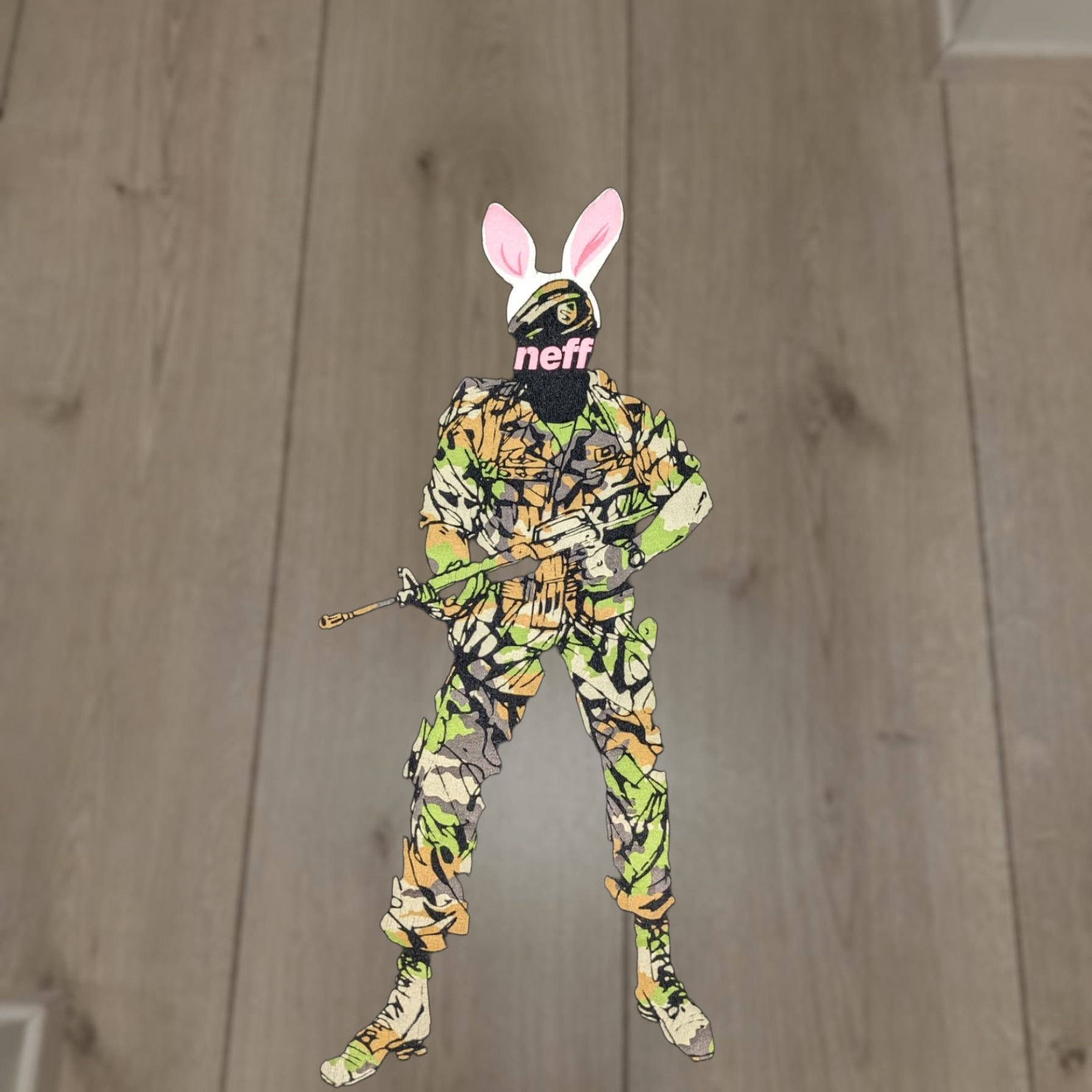 Vintage Neff Screen Tshirt Bunny Soldier USA Camouflage Medium/Small Size US M / EU 48-50 / 2 - 1 Thumbnail