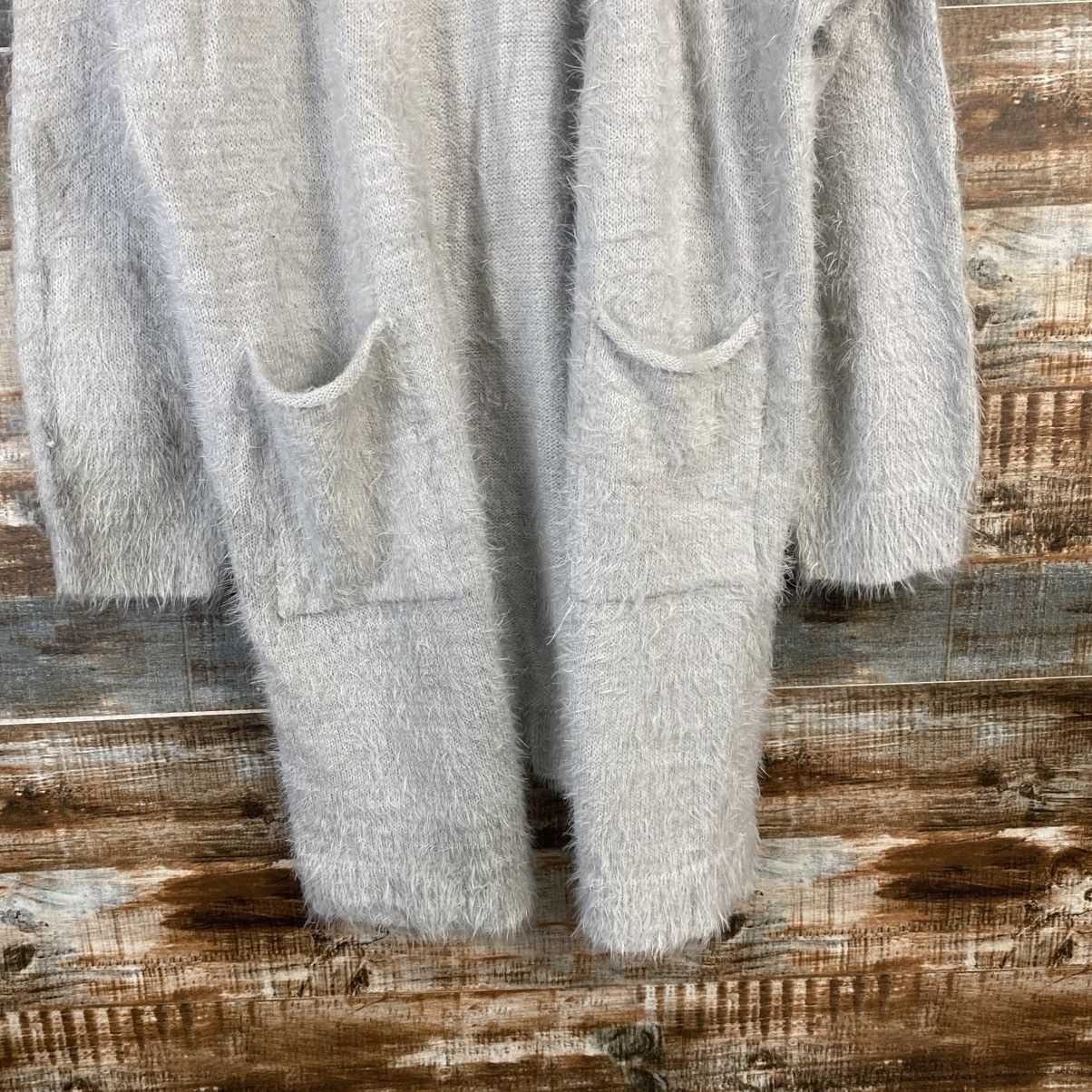 Homespun Knitwear DL Khalita Gray Cardigan Fur shaggy Knitwear #C1095 Size XL / US 12-14 / IT 48-50 - 6 Thumbnail