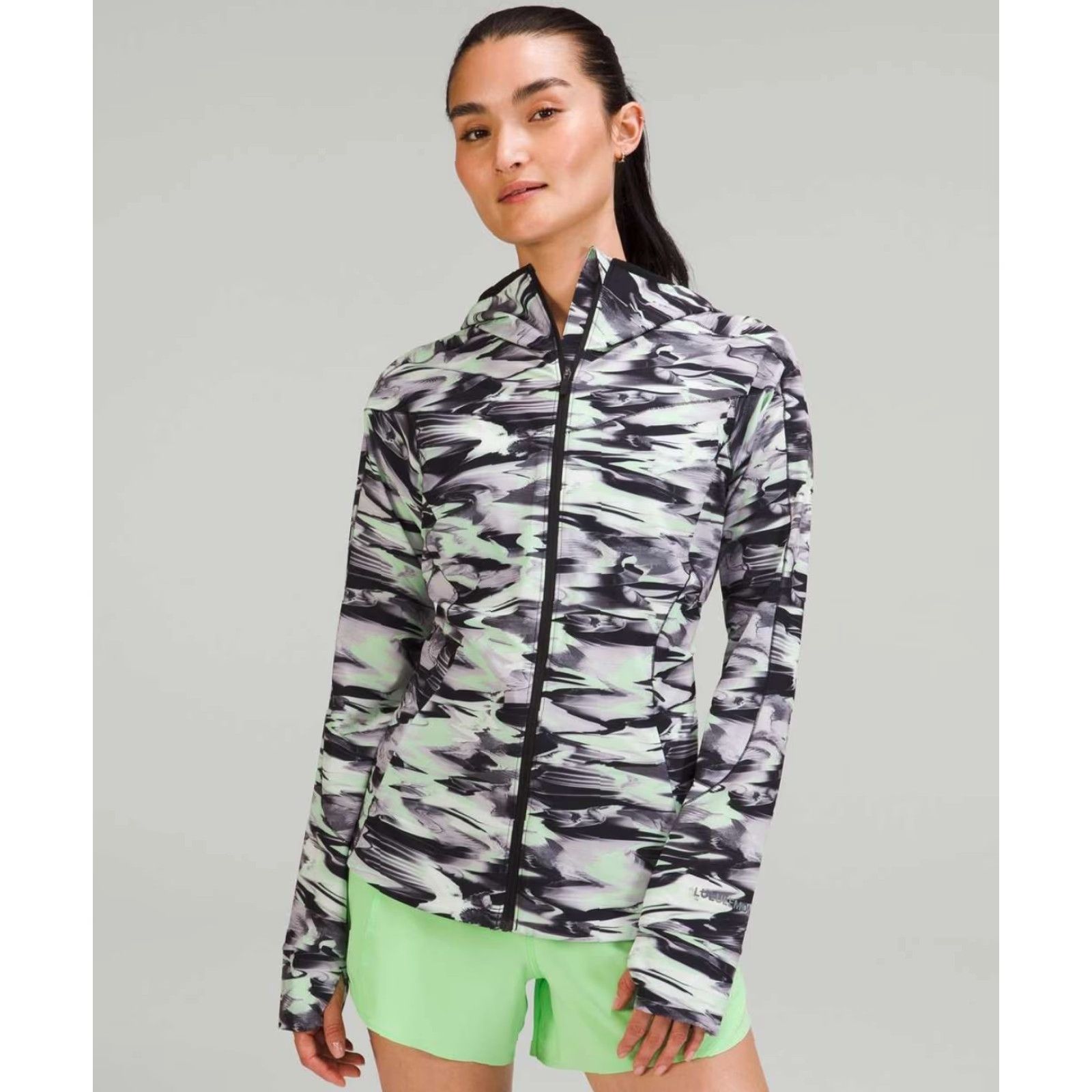 Lululemon Lululemon Jacket Womens Small Gray Camo Full Zip Windbreaker Hooded City Activewear SHD Womens Regular Split Zip Size S / US 4 / IT 40 - 2 Thumbnail