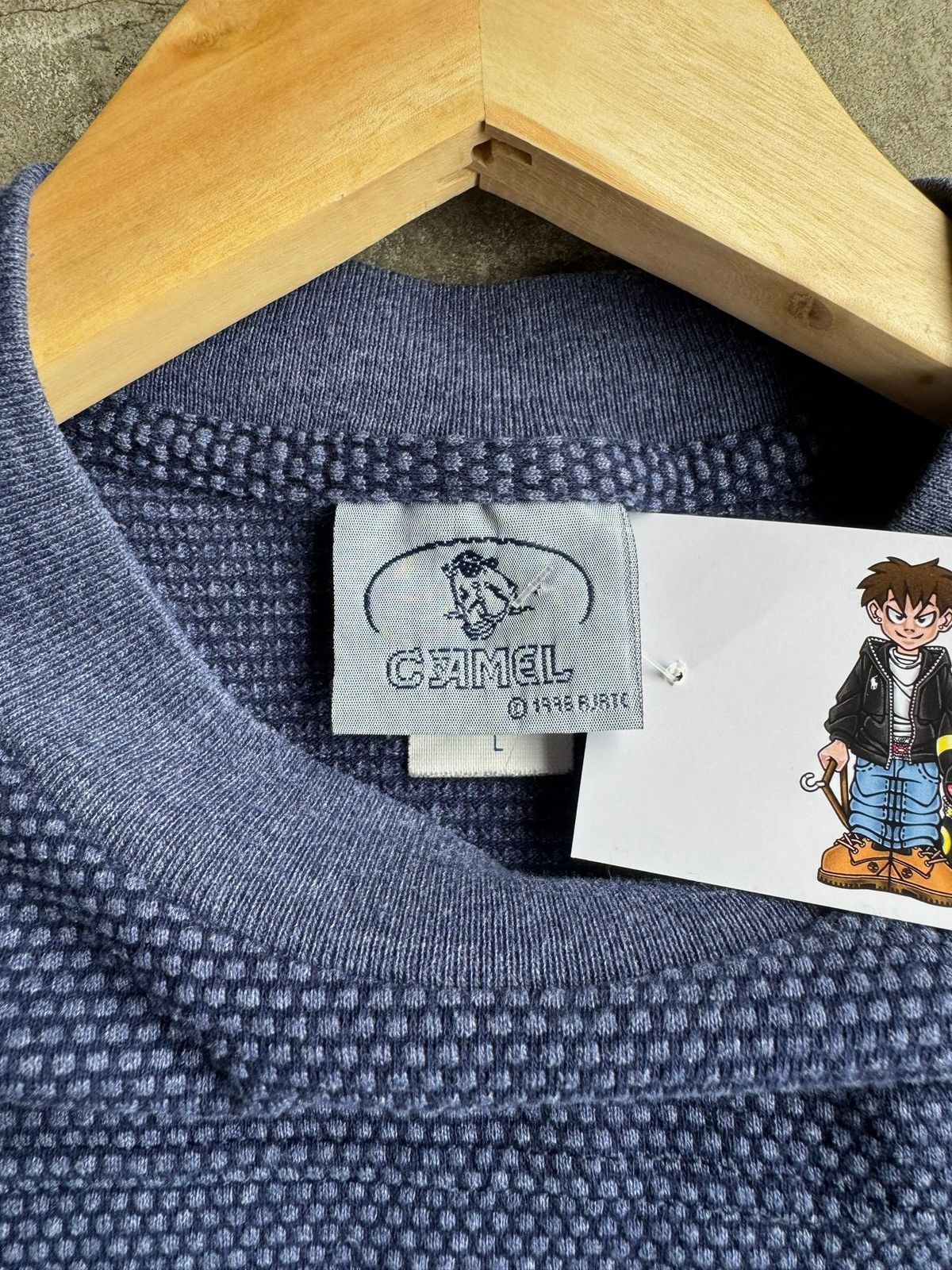 Other × Vintage Crazy Vintage Streetwear Textured Blue Pocket Tee Size US L / EU 52-54 / 3 - 8 Thumbnail