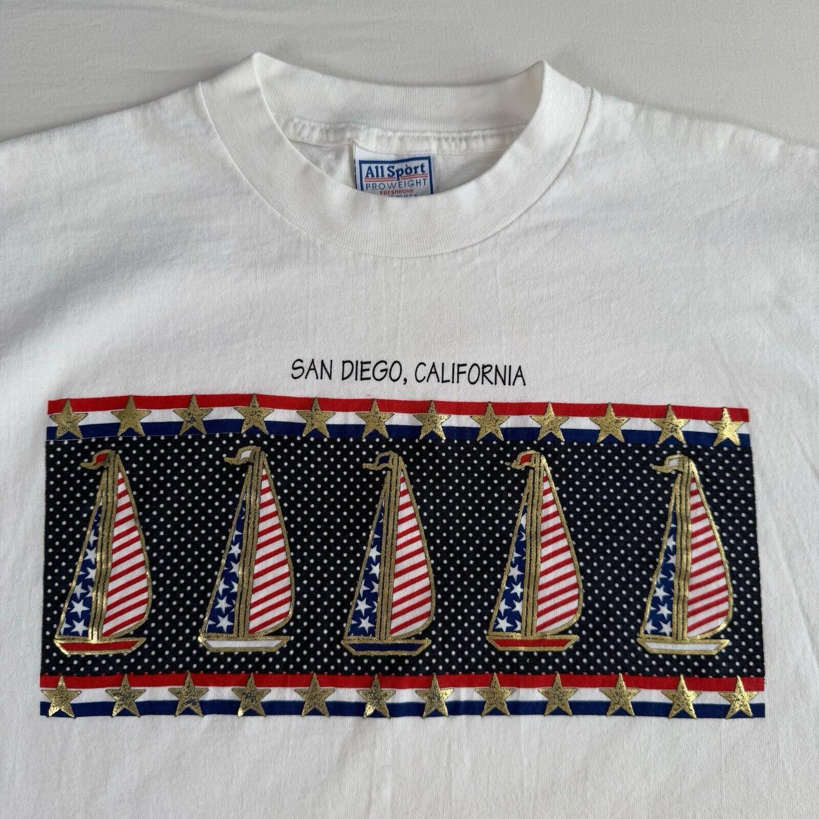 All Sport Vtg 1990 California San Diego Shirt Size XL Single Stitch Size US XL / EU 56 / 4 - 3 Thumbnail