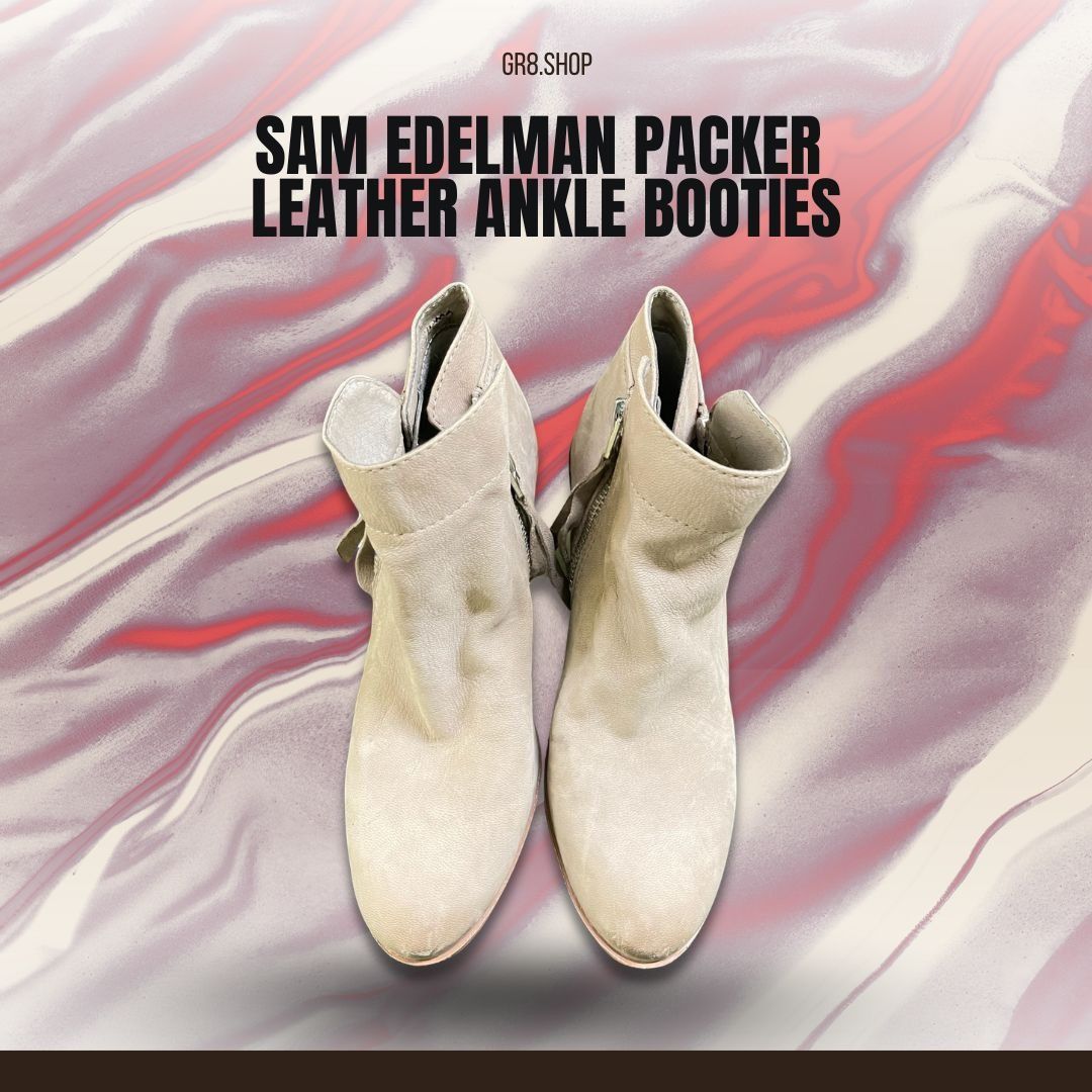 Sam Edelman SAM EDELMAN PACKER Leather Ankle Booties Size 6 Beige With Z Size US 6 / IT 36 - 1 Thumbnail