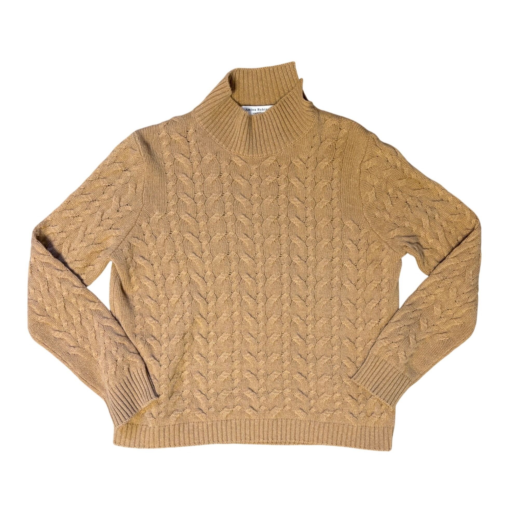 Amina Rubinacci $660 Amina Rubinacci L Cashmere Cable Knit High Neck Pullove Size L / US 10 / IT 46 - 2 Thumbnail