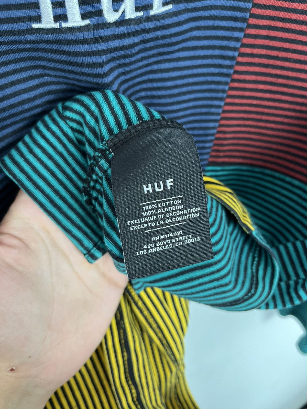 Huf Huf Stripped Y2K Cotton Big Logo Long Sleeve Sweatshirt Size US M / EU 48-50 / 2 - 8 Thumbnail