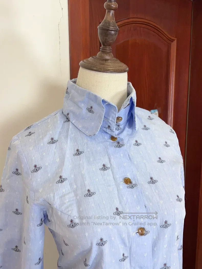 Vivienne Westwood vivienne westwood Second-hand blue full纹 long-sleeved shir Size S / US 4 / IT 40 - 4 Thumbnail