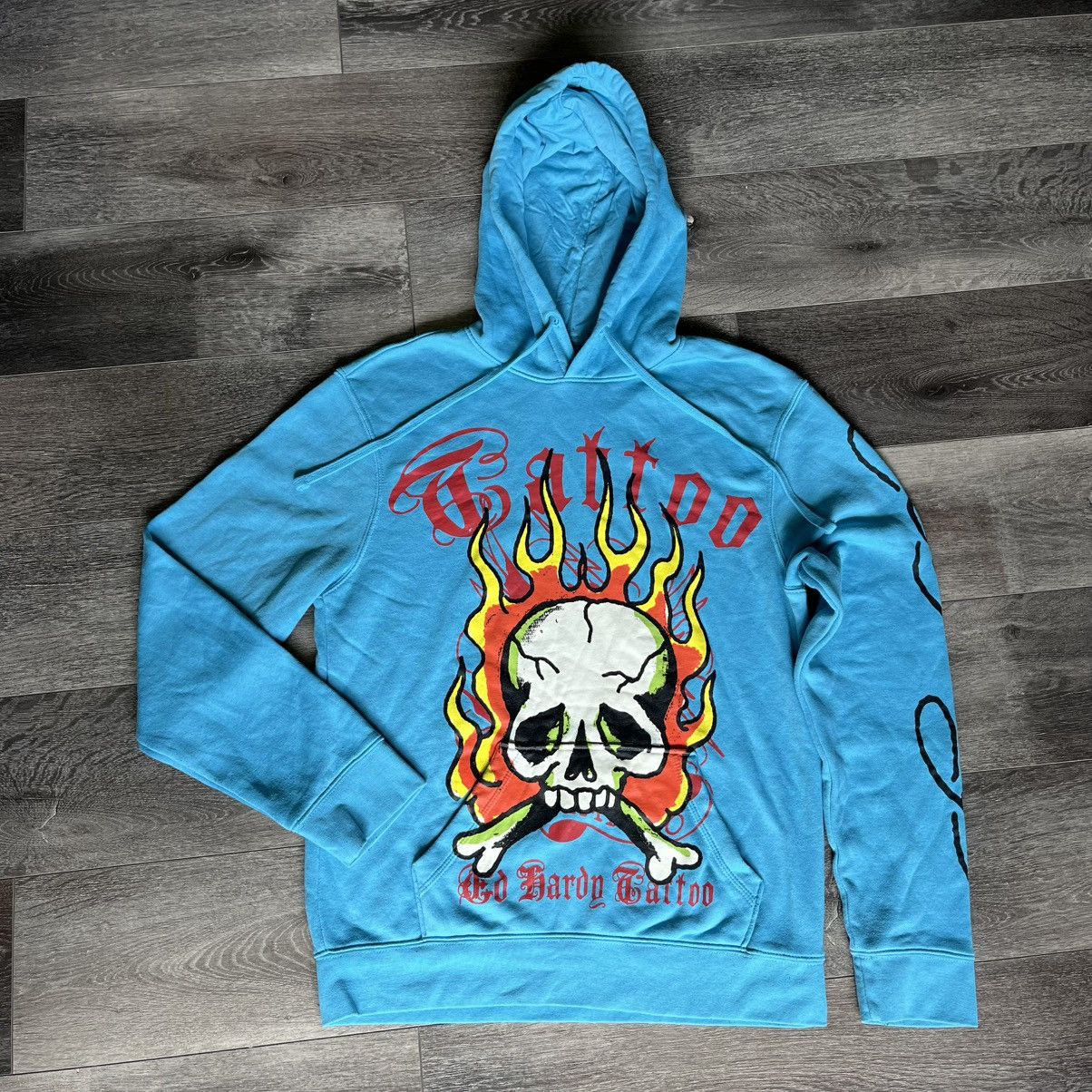 Ed Hardy Vintage Ed Hardy Tattoo Flaming Skull Graphic Logo Hoodie Size US S / EU 44-46 / 1 - 1 Thumbnail
