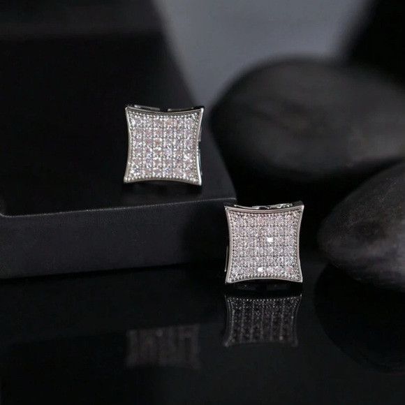 Other Unisex Ice Crystal Square Copper Fashion Earring Size ONE SIZE - 1 Thumbnail