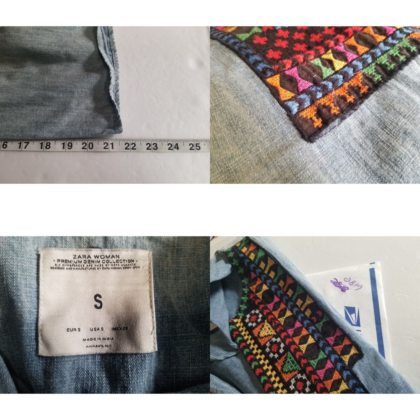 Zara Zara Tunic Blouse Women Size S Floral Floral Blue 60s Premium Denim Collection Denim Tunic Top Womens Long Sleeve Blouse Group 60s Size S / US 4 / IT 40 - 8 Thumbnail