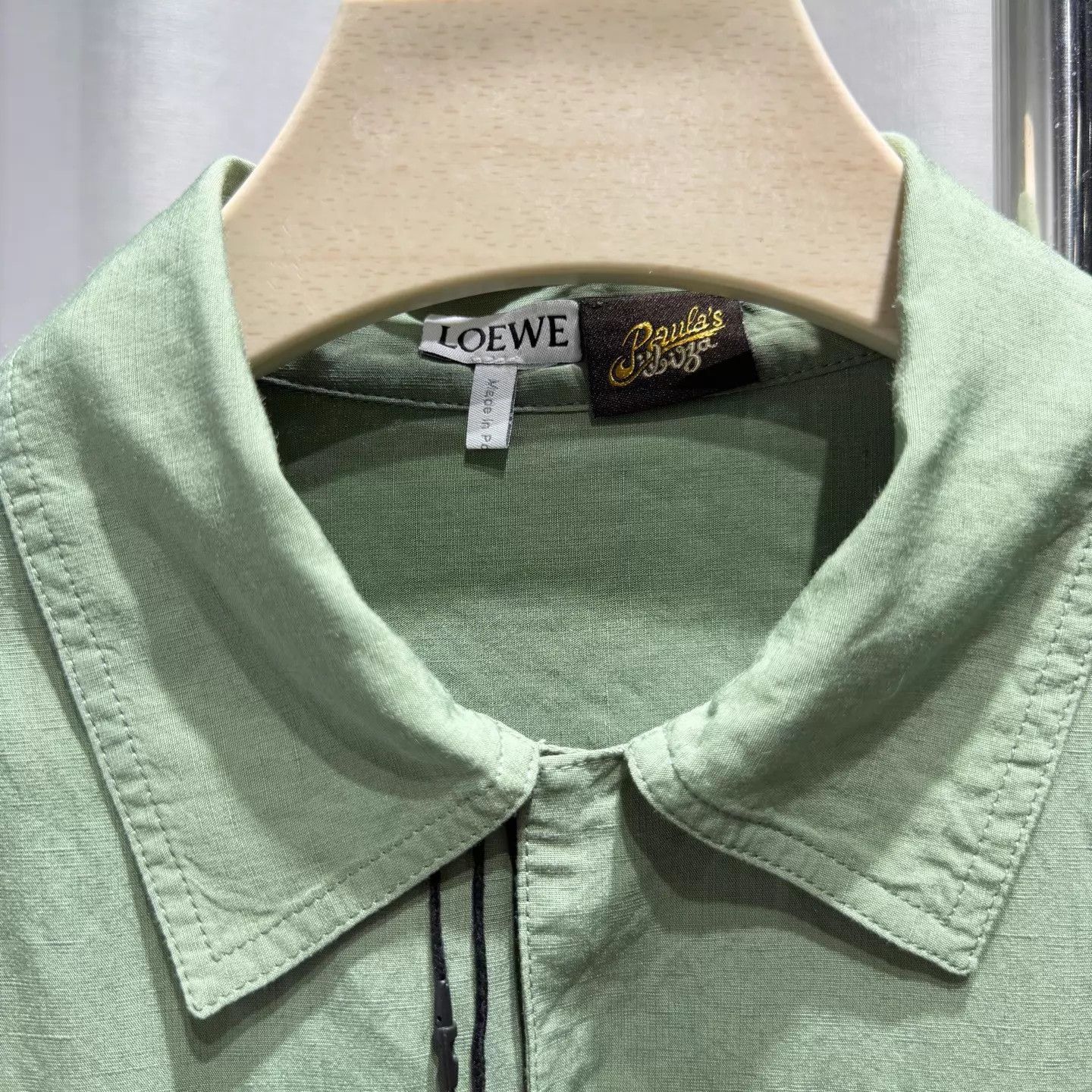 Loewe Loewe SS24 Green Linen-Silk Short Sleeve Shirt 37, Embr Logo Size US XS / EU 42 / 0 - 3 Thumbnail