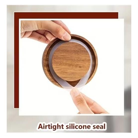 Other Textured Colored Glass Jar Airtight Wooden Lid, 24 Fl Oz Con Size ONE SIZE - 4 Thumbnail