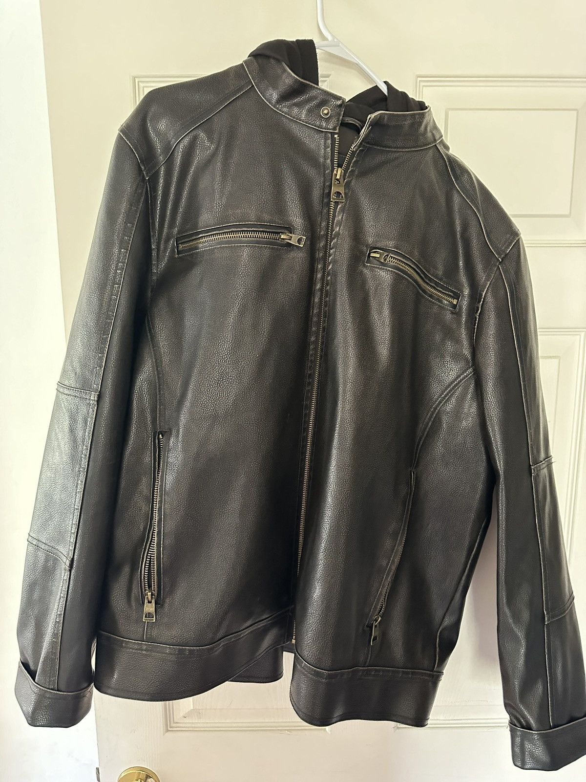 Guess Guess brand Faux Leather Jacket with hoodie - black - XL Size US XL / EU 56 / 4 - 1 Thumbnail