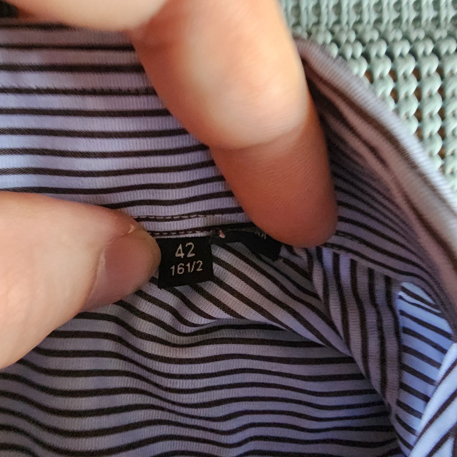Hugo Boss Hugo Boss Blue White Striped Button-Up 16.5 Slim Fit Size US L / EU 52-54 / 3 - 3 Thumbnail