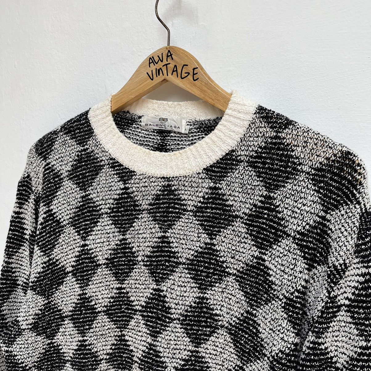 Balenciaga × Vintage Balenciagaa Paris Vintage Knitwear Big Logo Argyle Patern Size L / US 10 / IT 46 - 3 Thumbnail