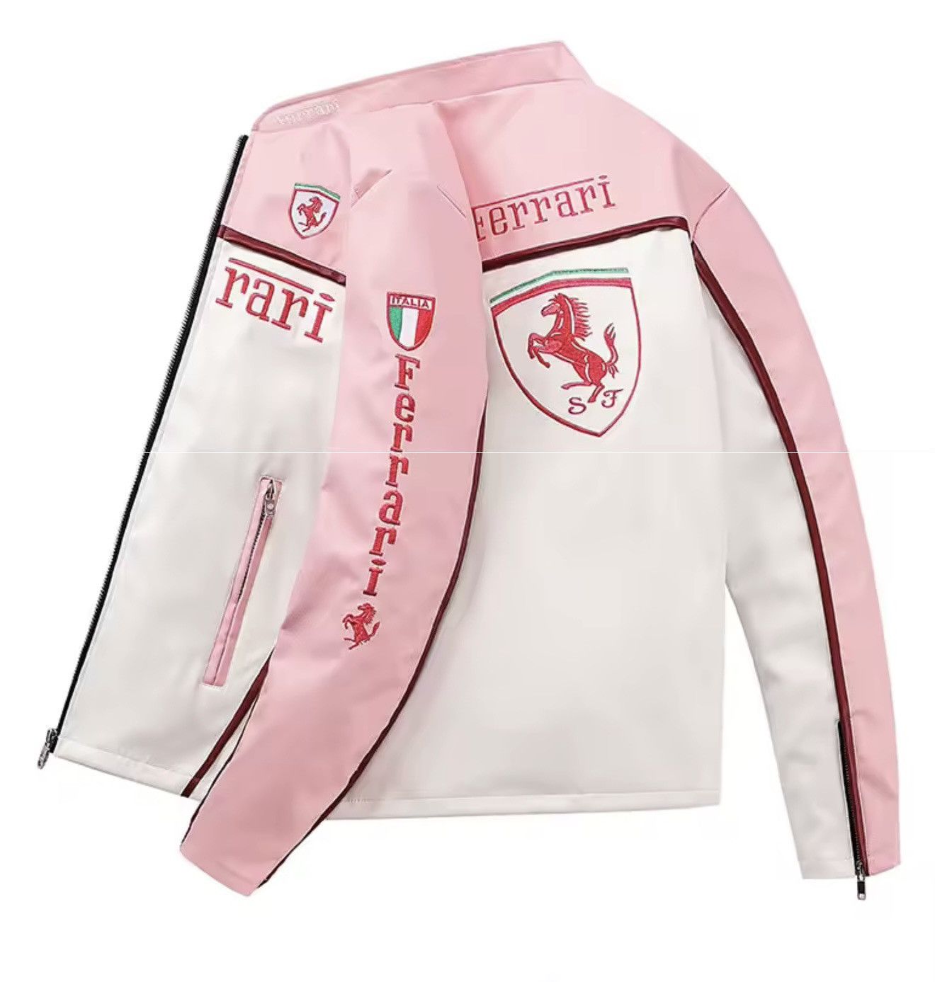 Vintage Ferrari Pink racing leather jacket F1 Italia team big logo Size US XL / EU 56 / 4 - 3 Thumbnail