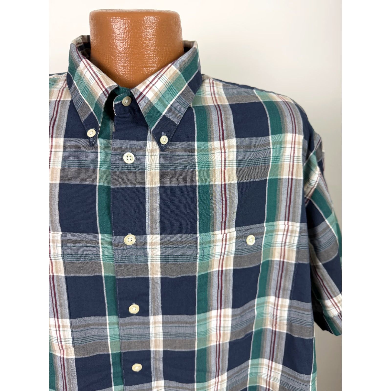 Pierre Cardin VINTAGE Pierre Cardin Button Down Shirt Men XXL Navy Blue Plaid Casual 80s 90s Size US XXL / EU 58 / 5 - 2 Thumbnail