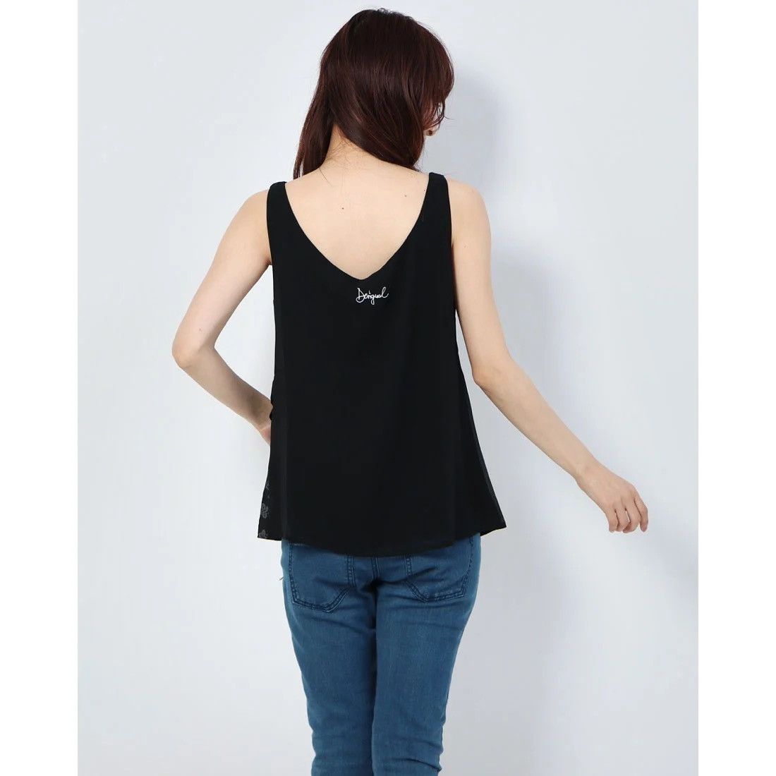 Desigual Desigual Black Sheer Tank Top Asymmetric Sleeveless Blouse Size L / US 10 / IT 46 - 6 Thumbnail